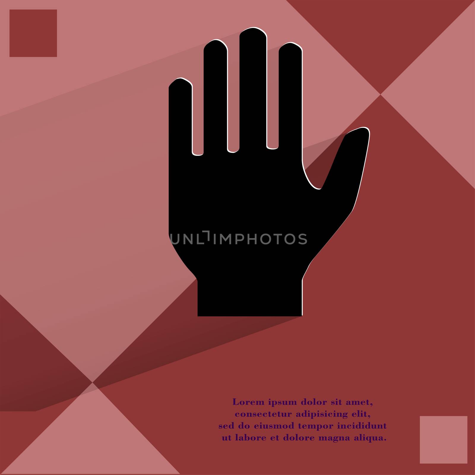 Stop. hand. Flat modern web  design on a flat geometric abstract background  . 