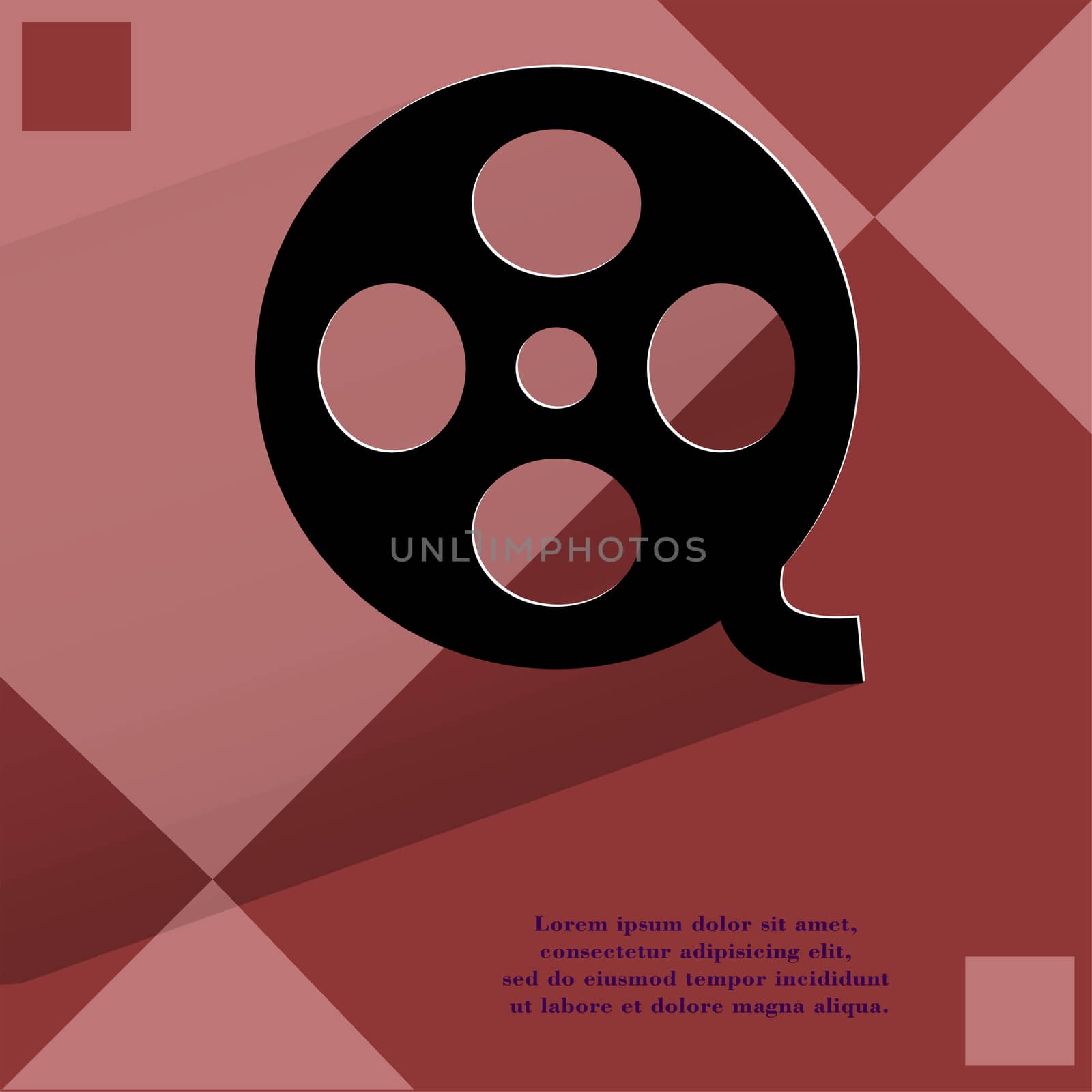 Film icon. flat modern design on geometric abstract background. . 