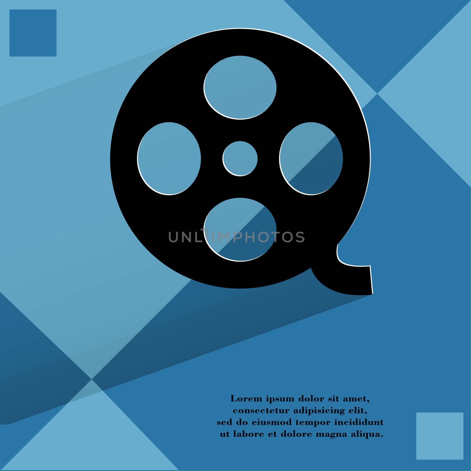 Film icon. flat modern design on geometric abstract background. . 