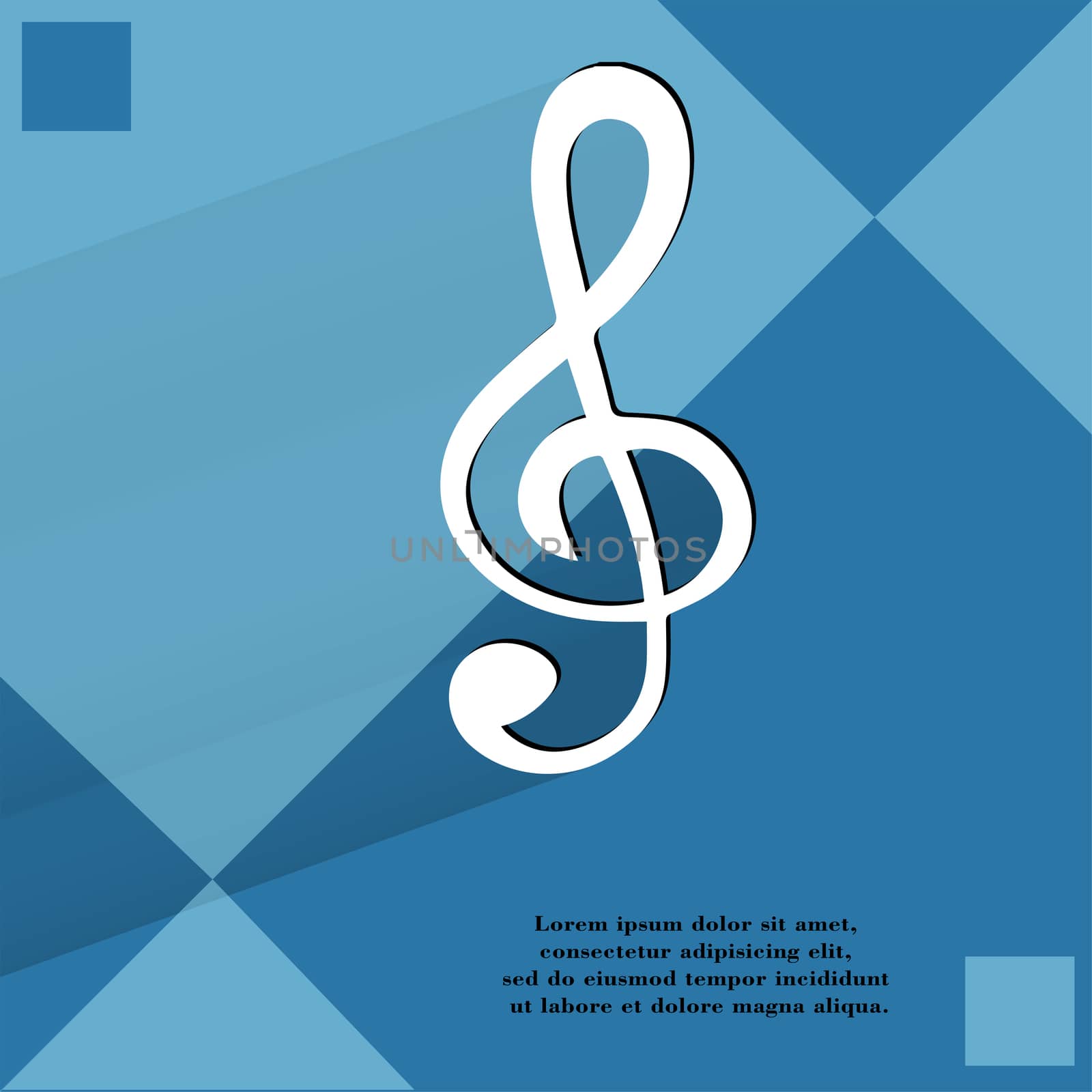 Music elements notes web icon  on a flat geometric abstract background  by serhii_lohvyniuk
