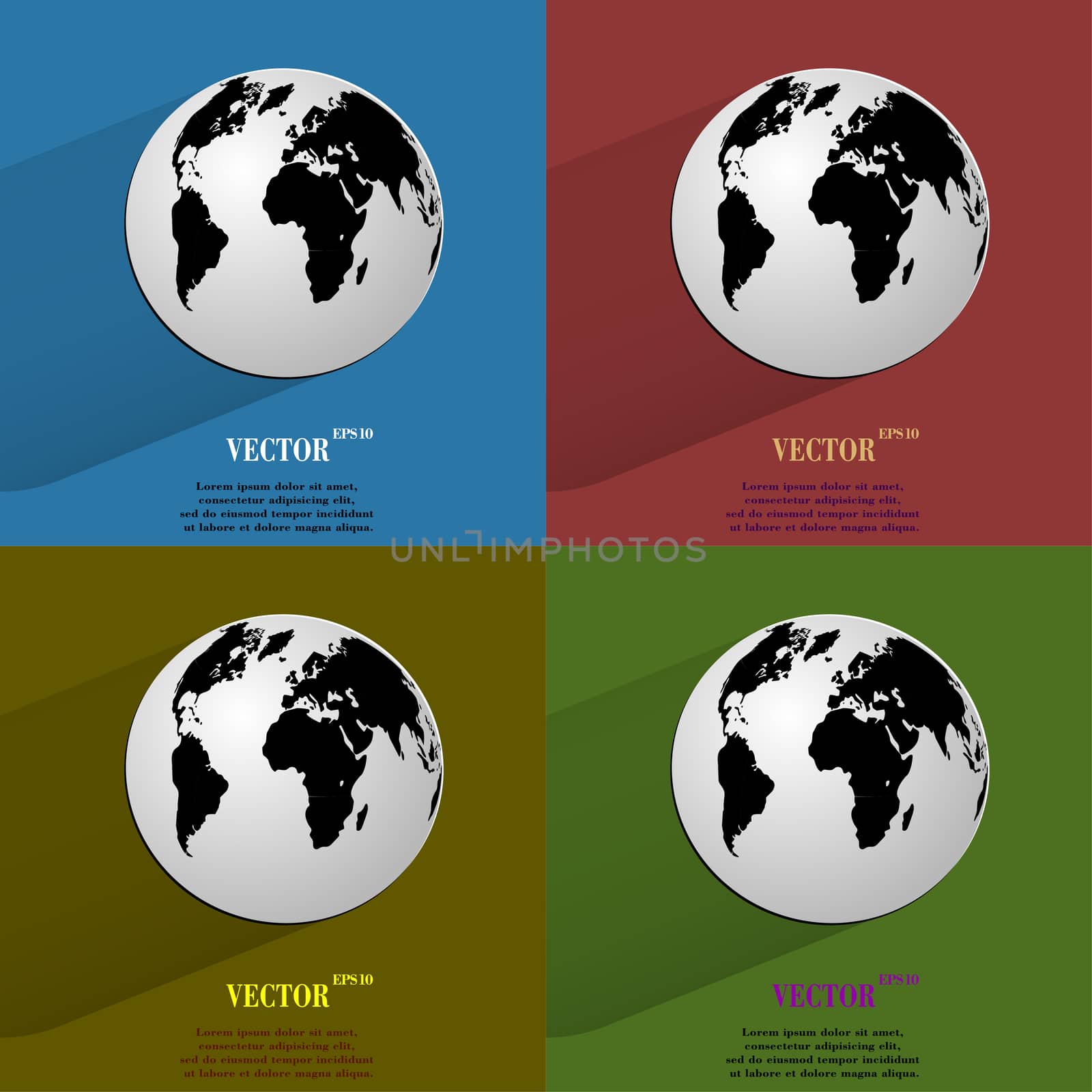 Color set World map web icon, flat design by serhii_lohvyniuk