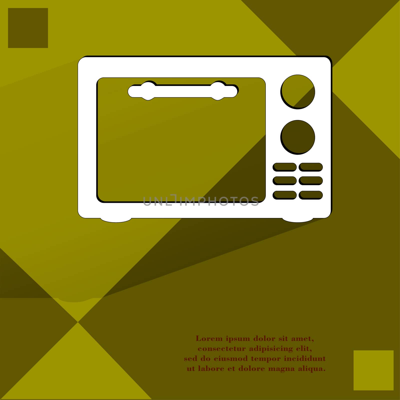 microwave. kitchen equipment. Flat modern web button  on a flat geometric abstract background  by serhii_lohvyniuk