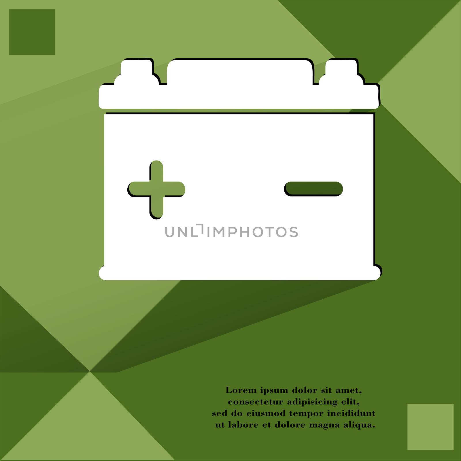 Car battery. Flat modern web button on a flat geometric abstract background  by serhii_lohvyniuk