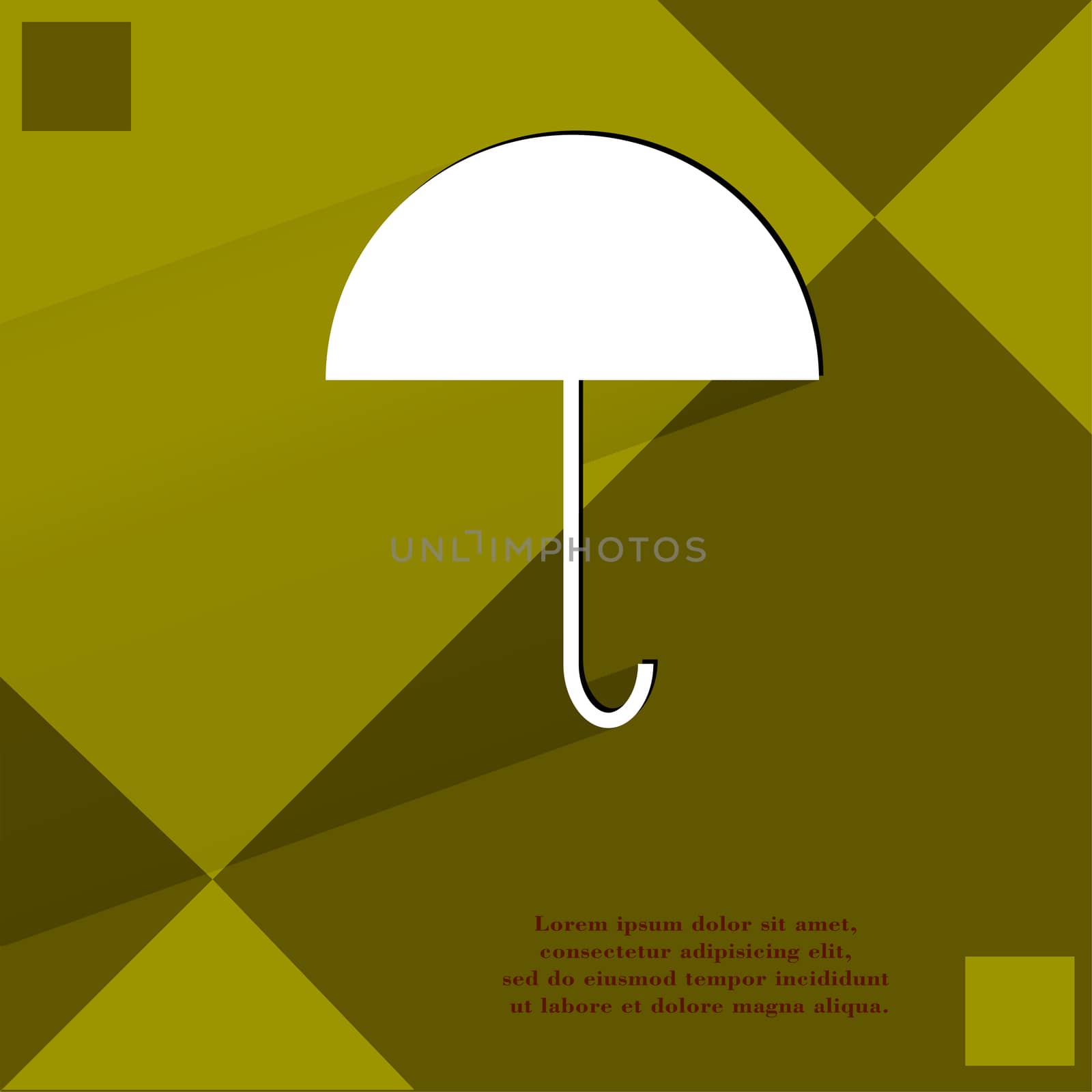 Umbrella. Flat modern web button  on a flat geometric abstract background  . 