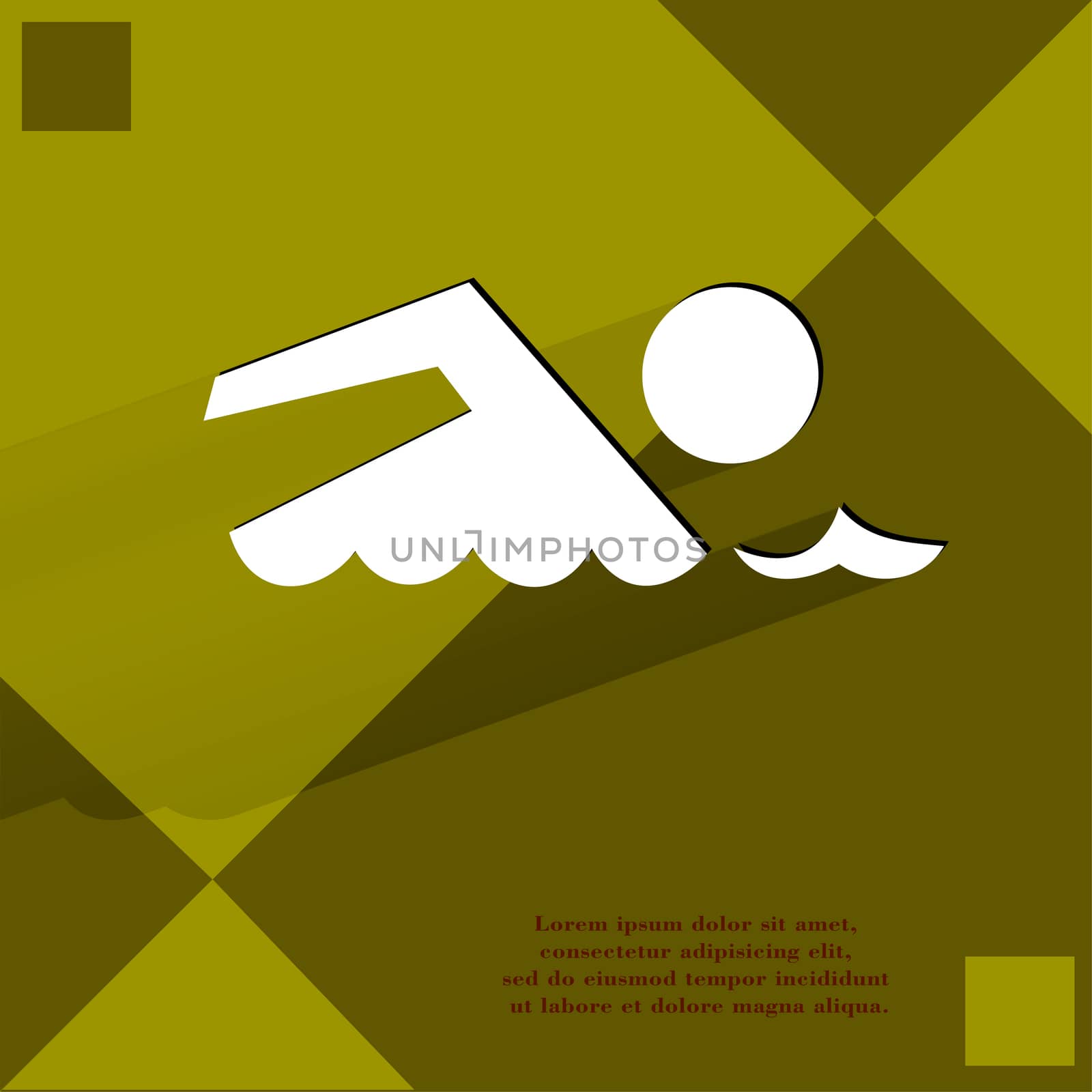 SWIMMER, pool. Flat modern web design on a flat geometric abstract background  by serhii_lohvyniuk