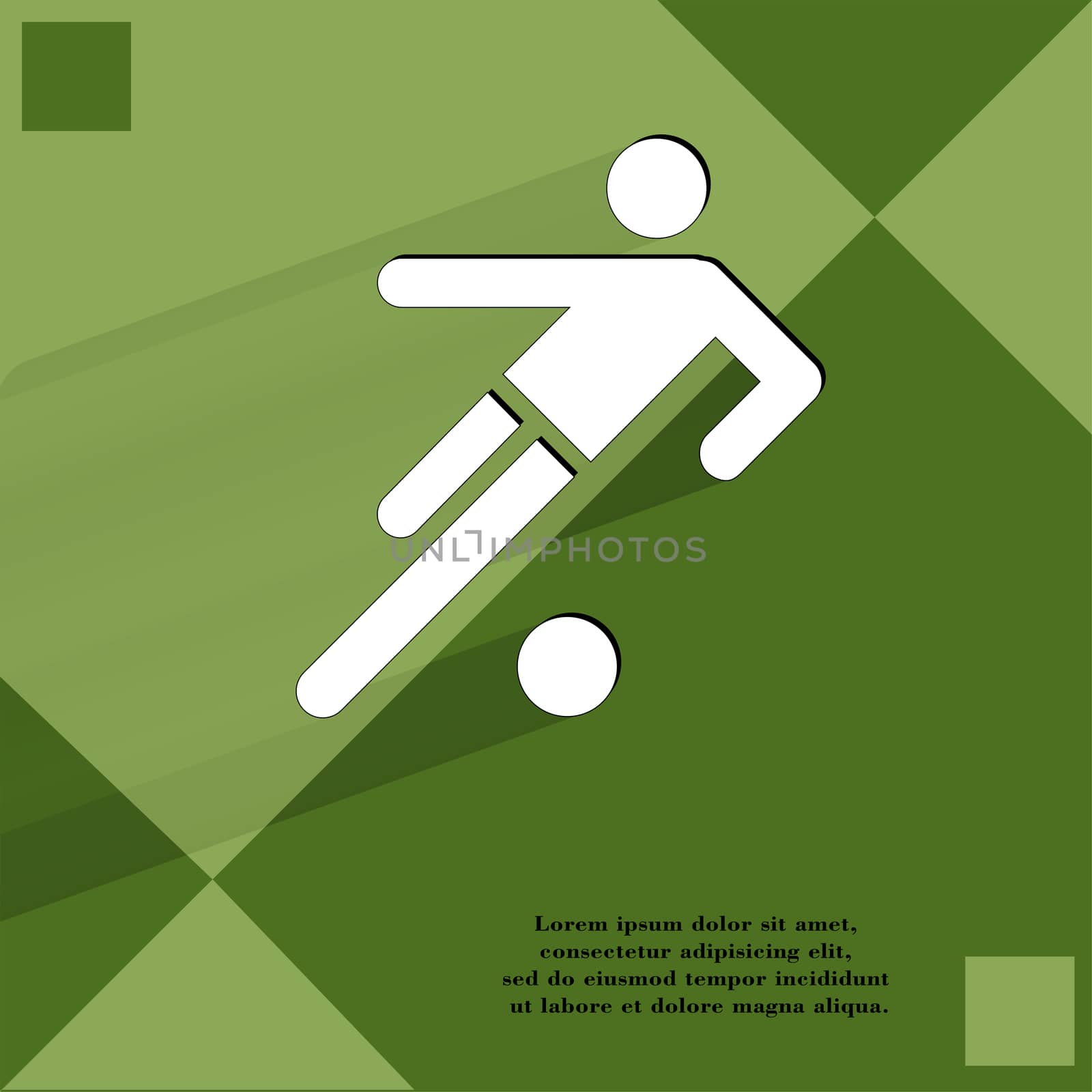 football player. Flat modern web button   on a flat geometric abstract background  . 