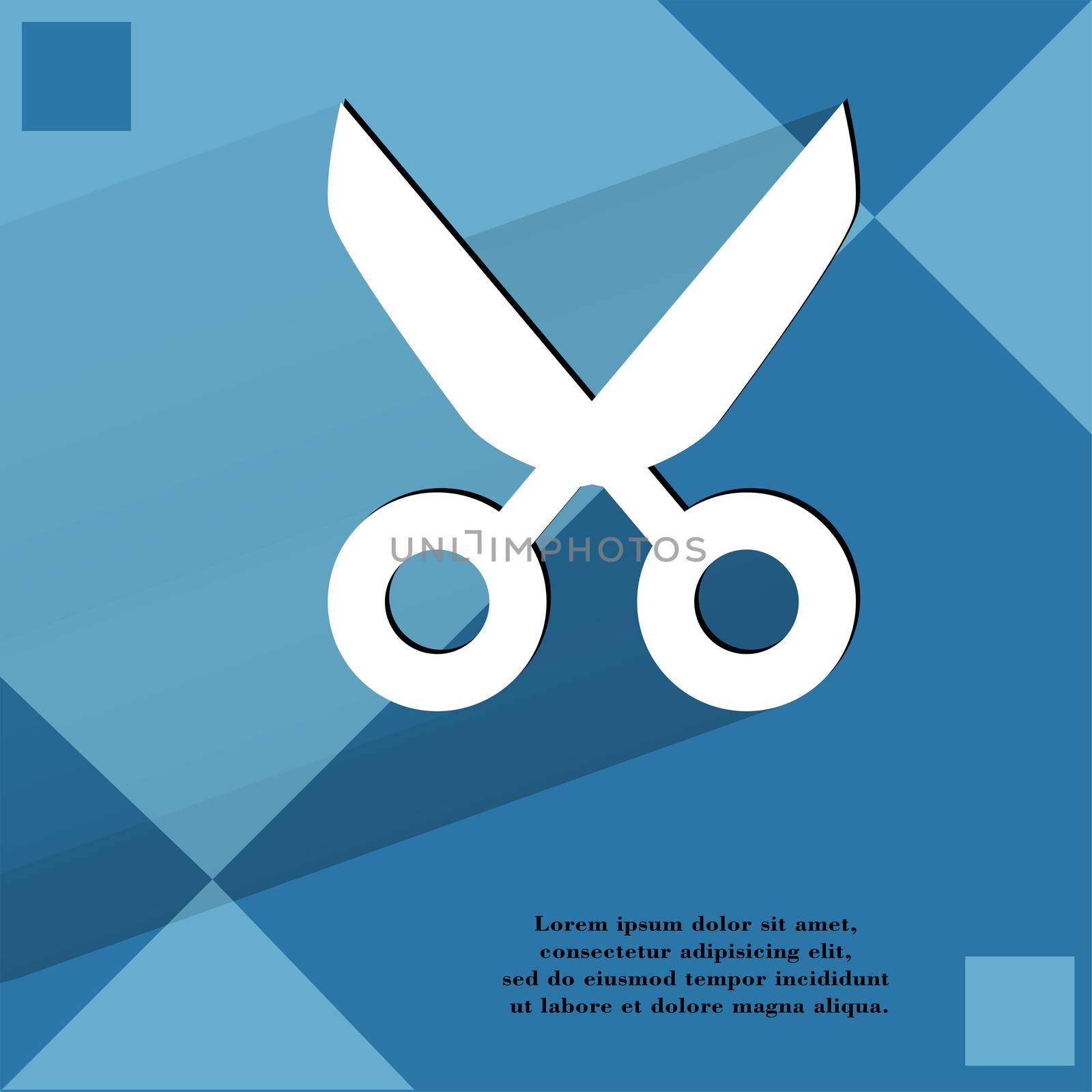 Scissors. Flat modern web design on a flat geometric abstract background . 