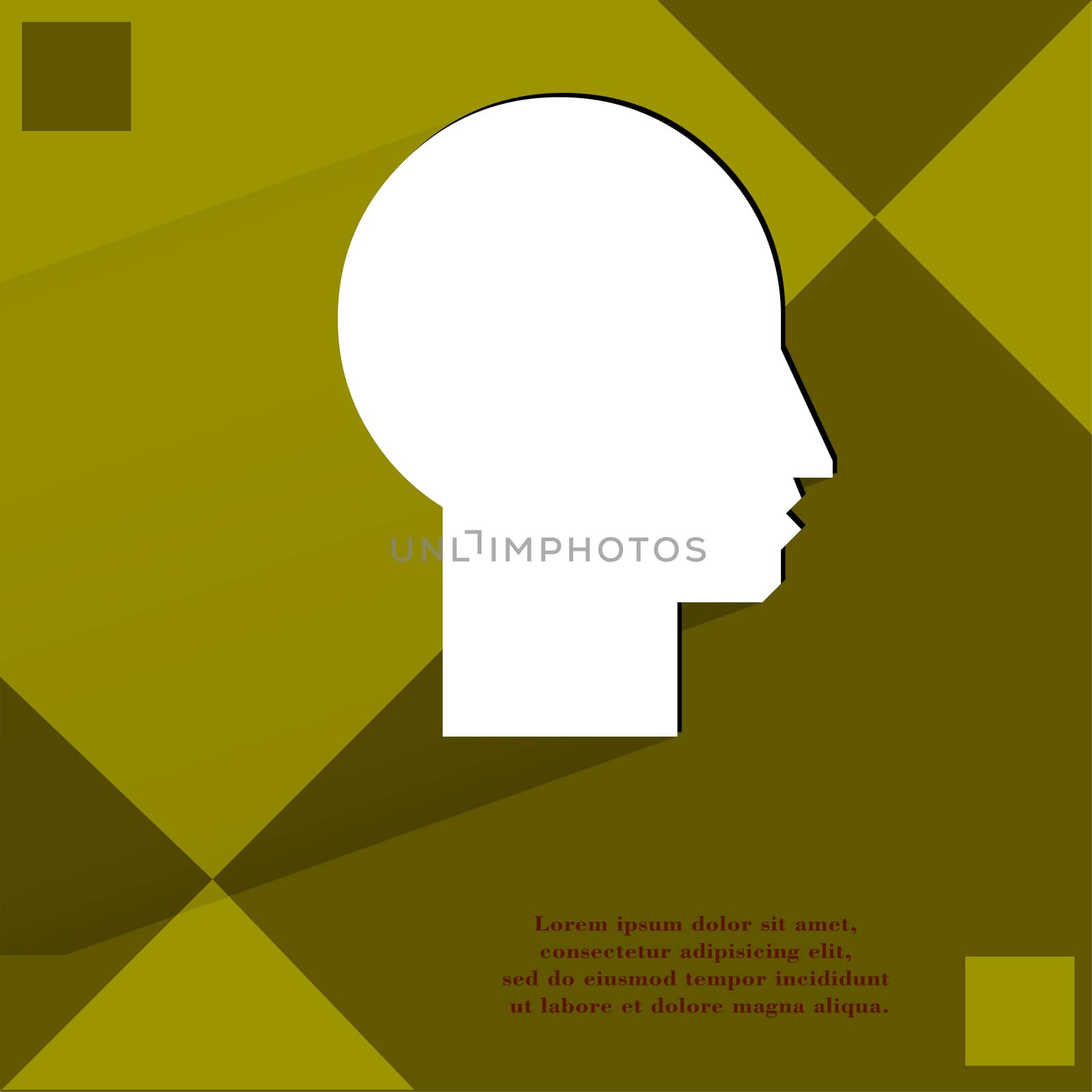 Man silhouette profile picture. Flat modern web design on a flat geometric abstract background . 