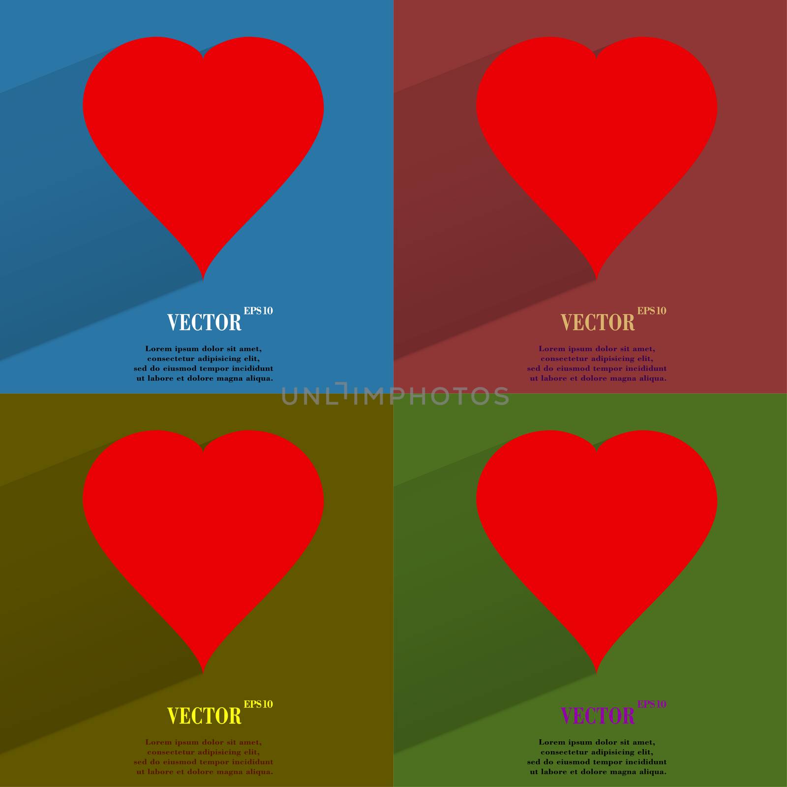 Color set red heart web icon, flat design by serhii_lohvyniuk