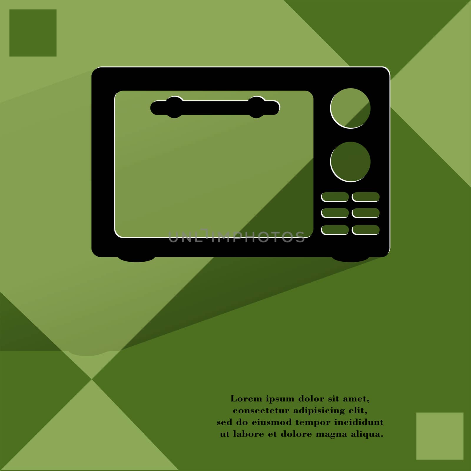 microwave. kitchen equipment Flat modern web button  on a flat geometric abstract background. . 