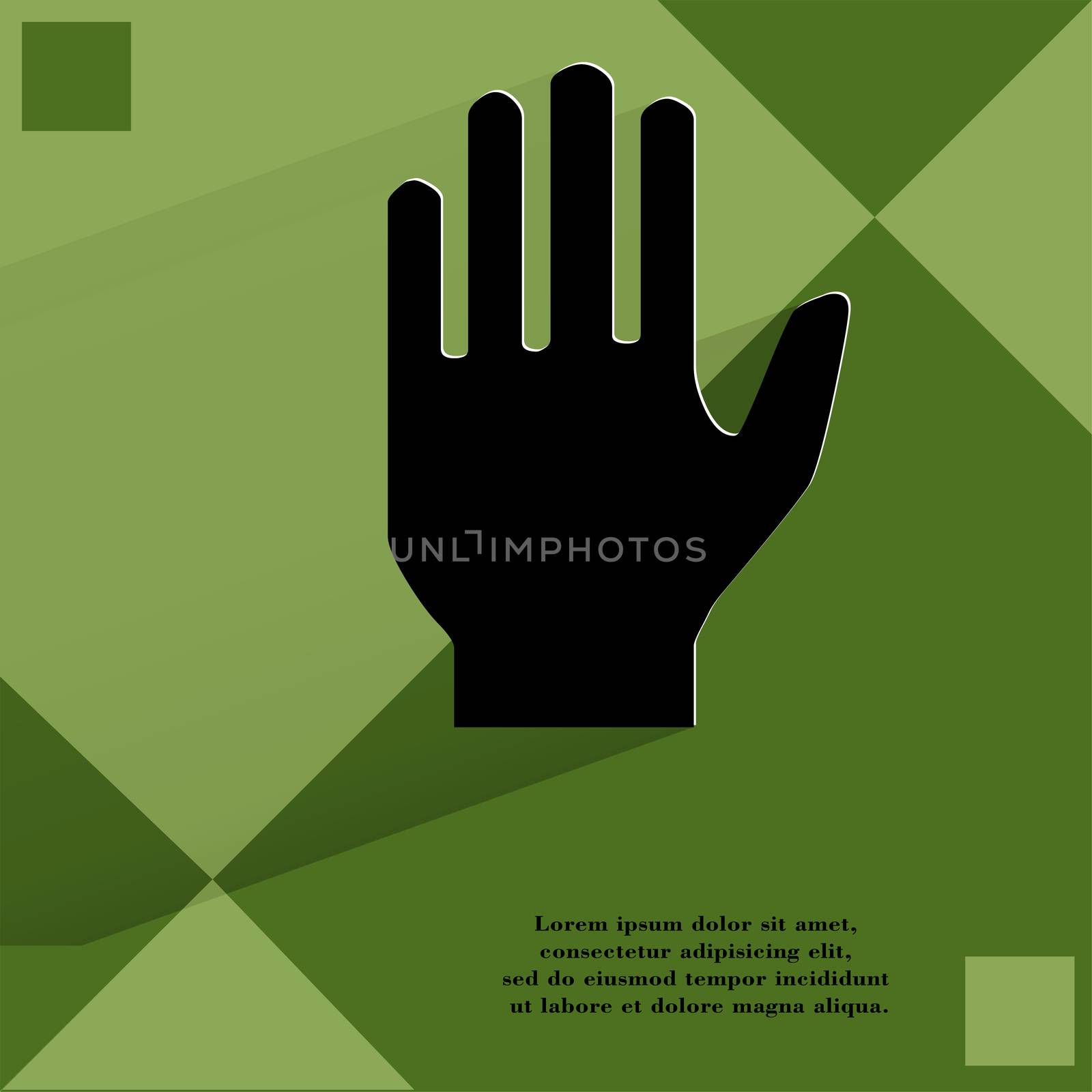 Stop. hand. Flat modern web  design on a flat geometric abstract background  . 