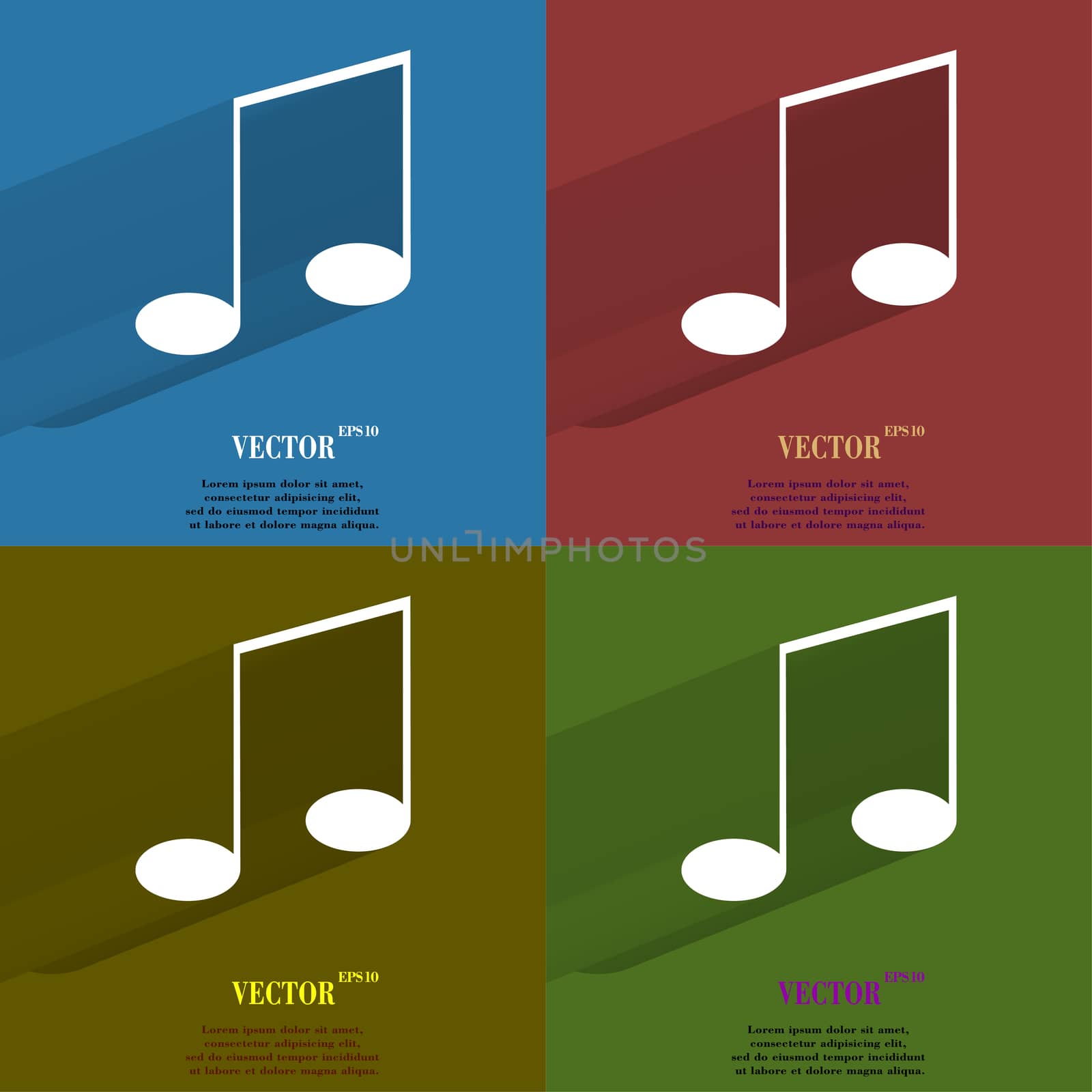 Color set Music elements notes web icon, flat design by serhii_lohvyniuk