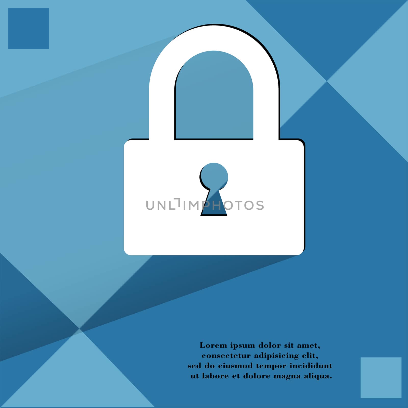 padlock. Flat modern web design on a flat geometric abstract background . 