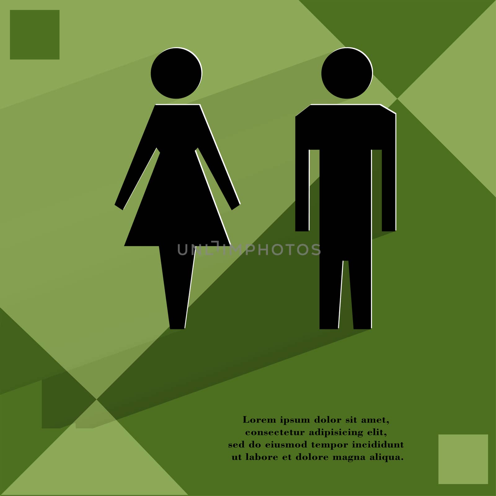 suluet men, women Flat modern web design on a flat geometric abstract background. . 