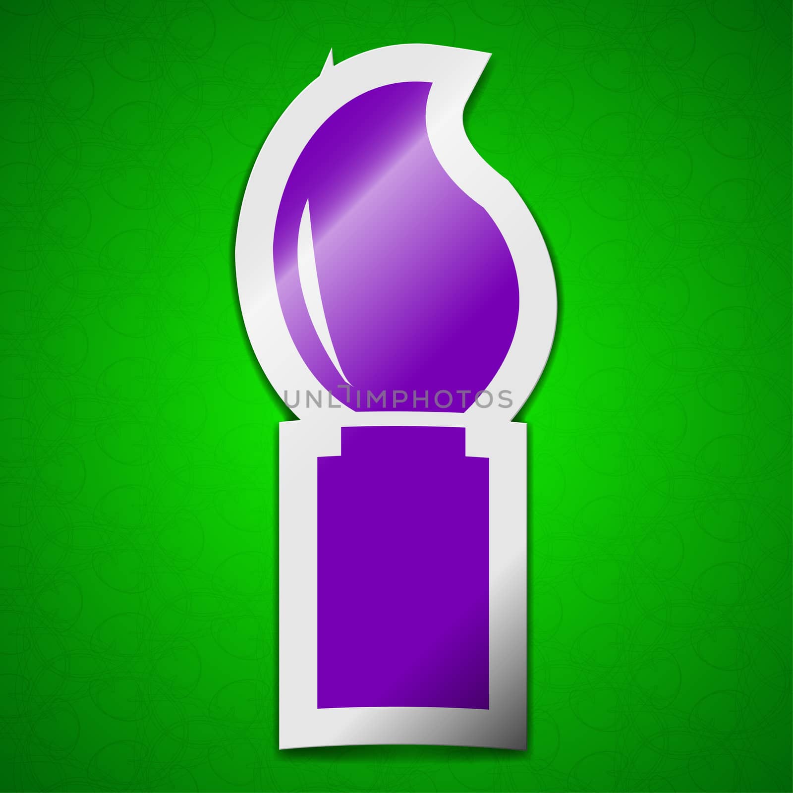 Paint brush icon sign. Symbol chic colored sticky label on green background.  by serhii_lohvyniuk