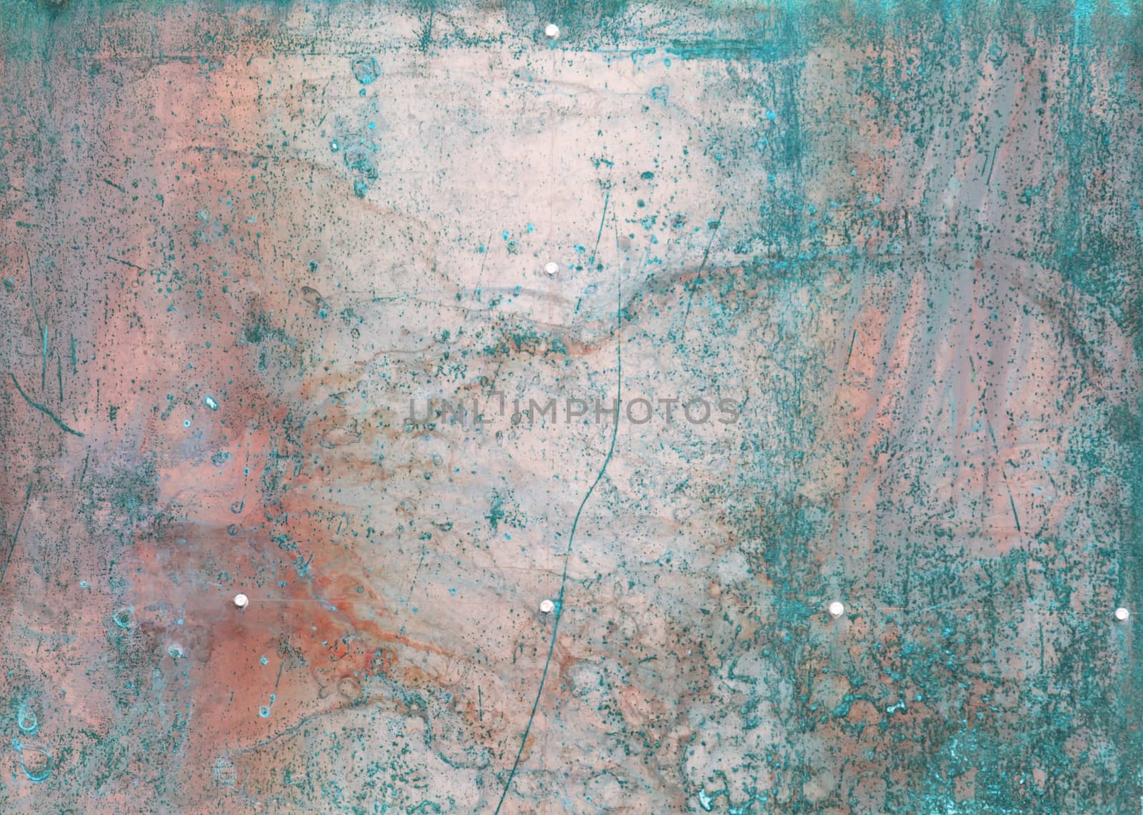 scratched and rusty green metal surface as background