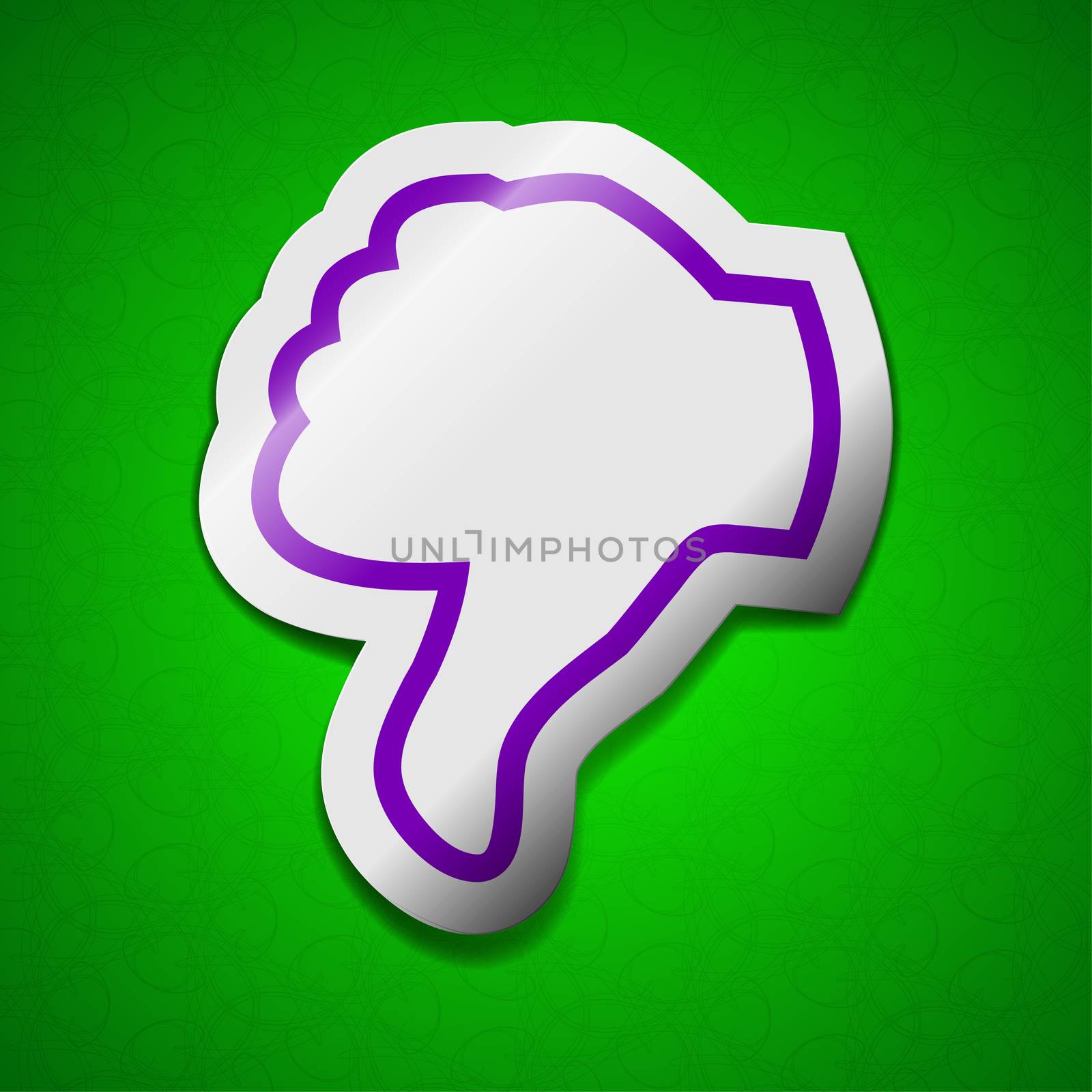 Dislike, Thumb down icon sign. Symbol chic colored sticky label on green background.  by serhii_lohvyniuk