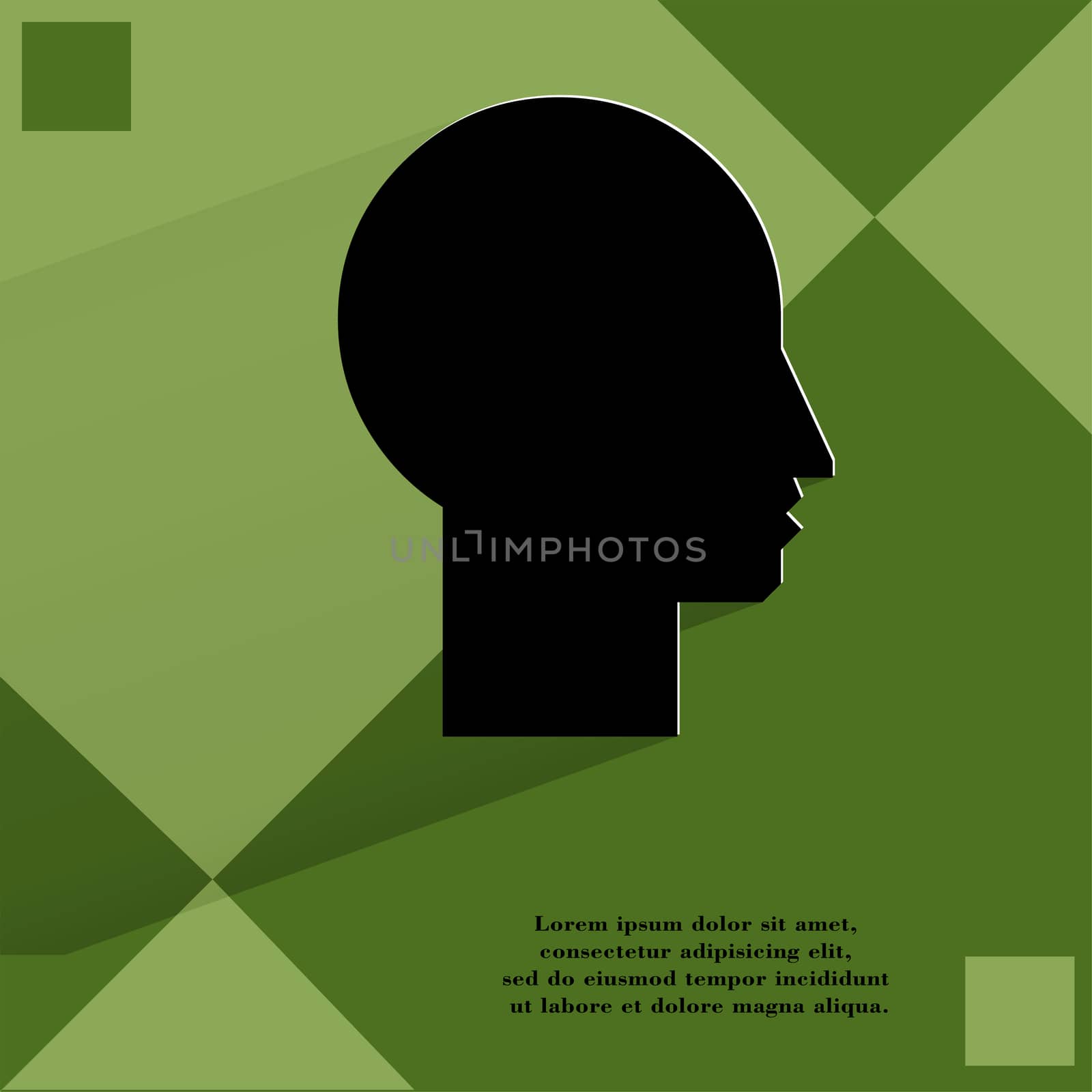 Man silhouette profile picture. Flat modern web design on a flat geometric abstract background  by serhii_lohvyniuk