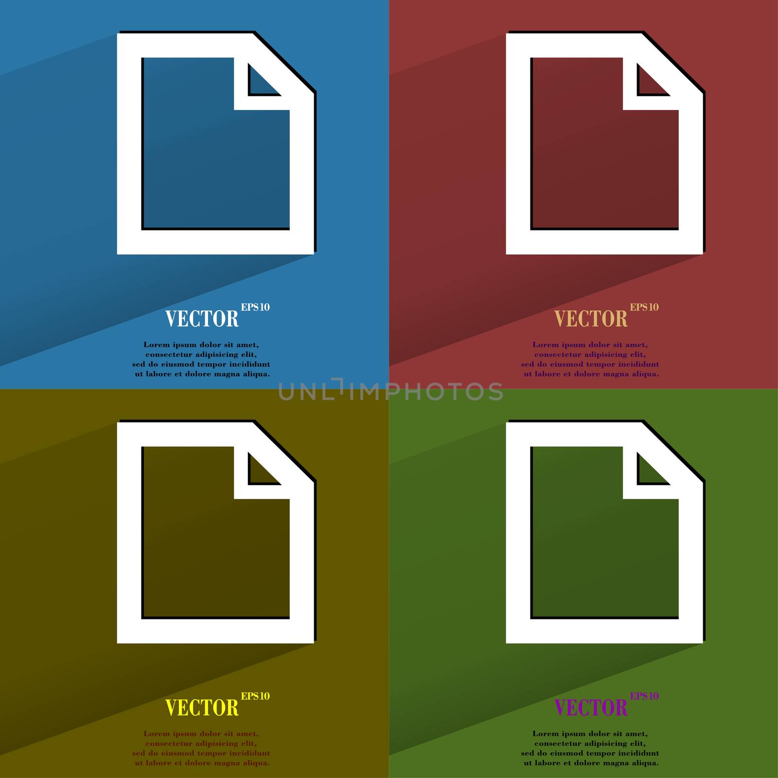 Color set blank paper. Flat modern web button with long shadow and space for your text. . 