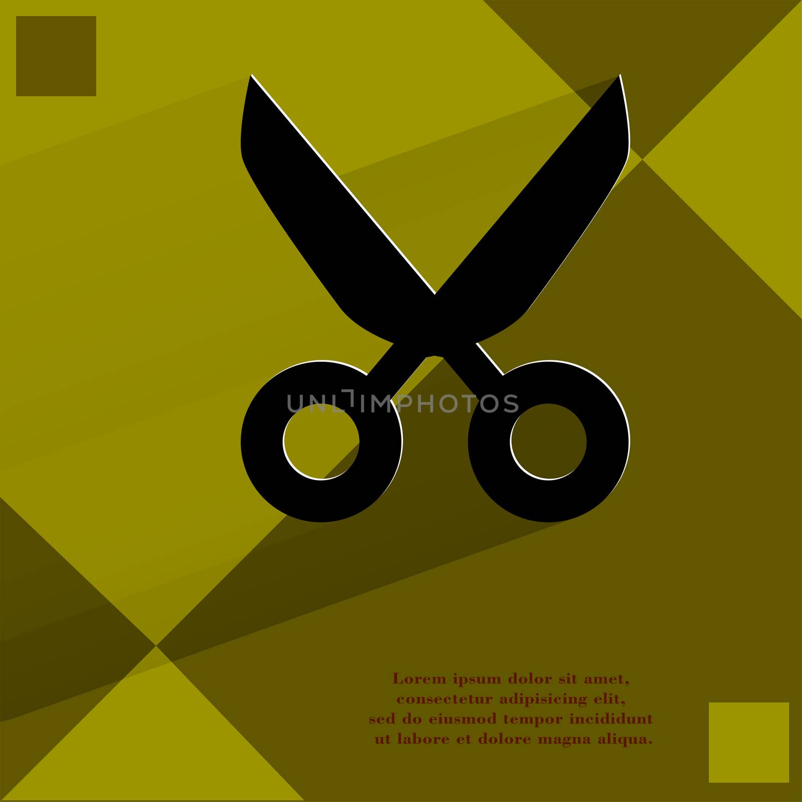 Scissors. Flat modern web design on a flat geometric abstract background . 