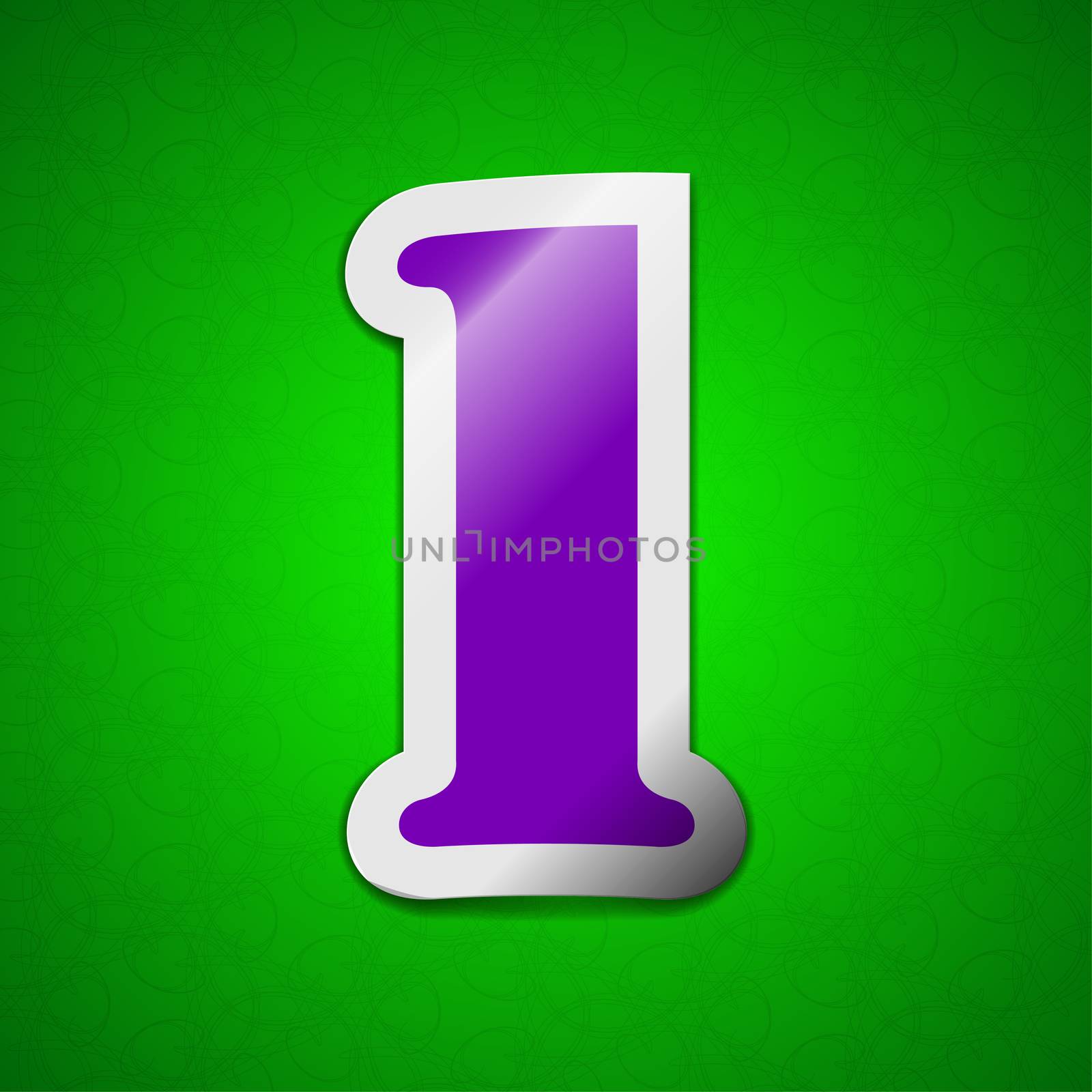 number one  icon sign. Symbol chic colored sticky label on green background.  by serhii_lohvyniuk