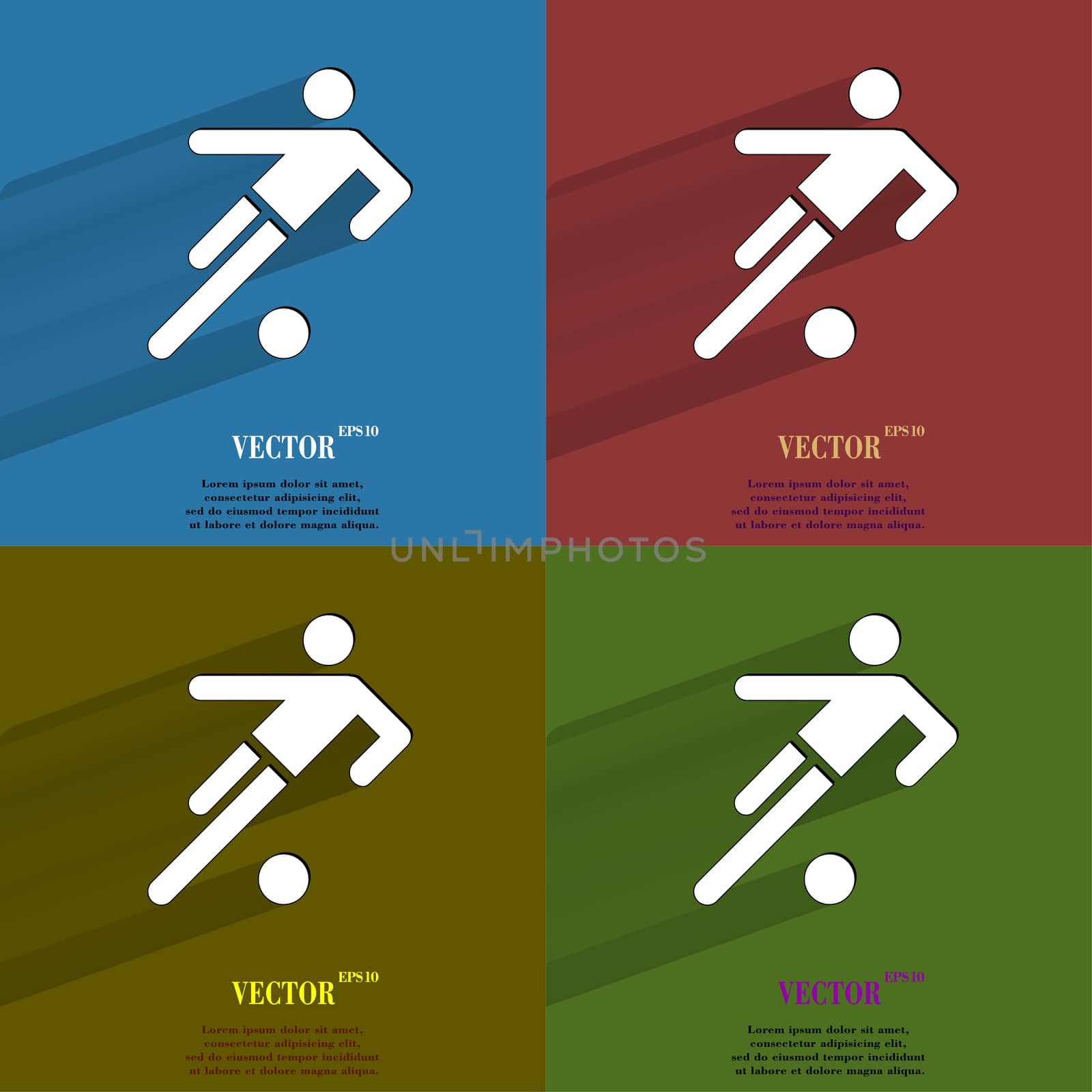 Color set football player. Flat modern web button with long shadow and space for your text. by serhii_lohvyniuk