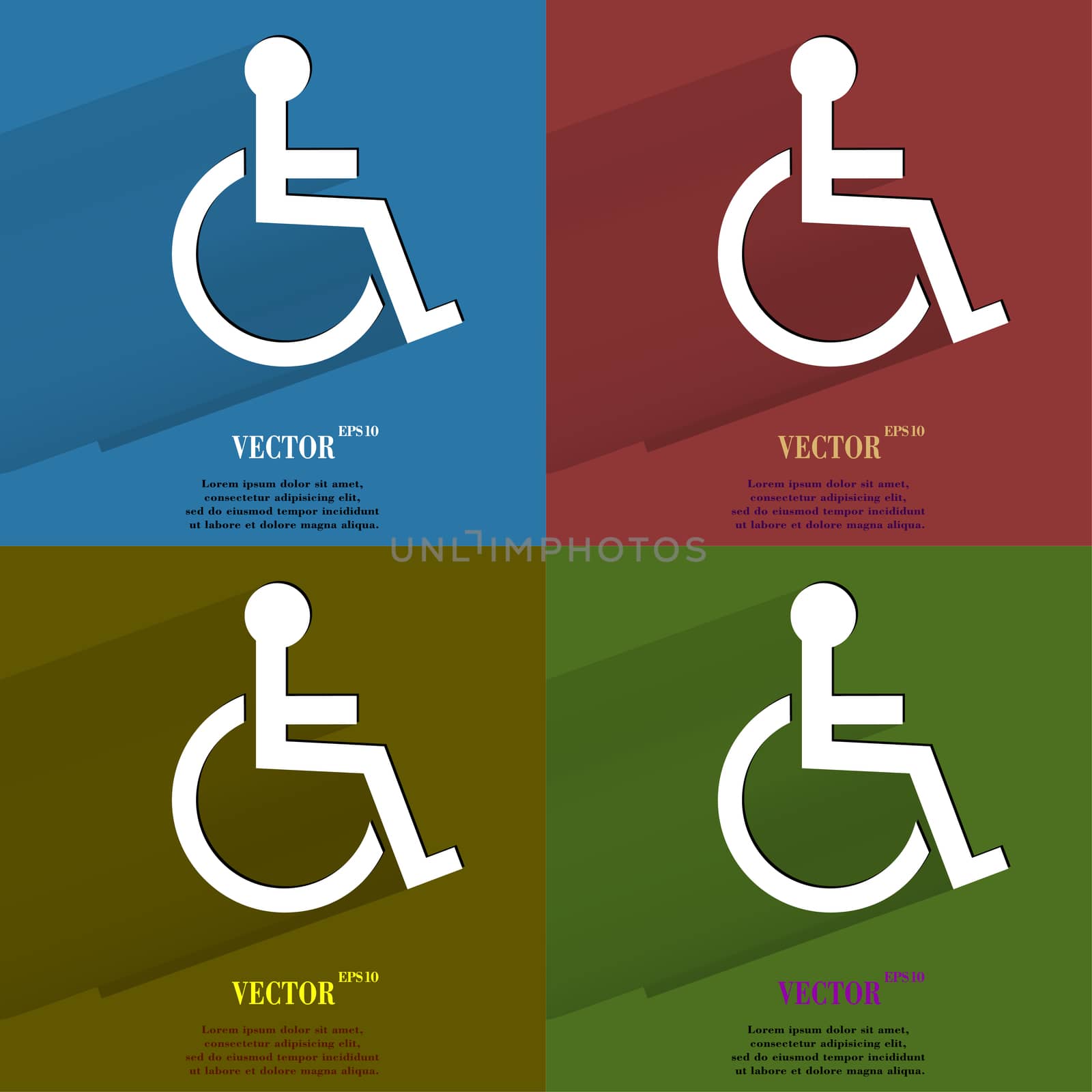 Color set disabled. Flat modern web button with long shadow and space for your text. . 