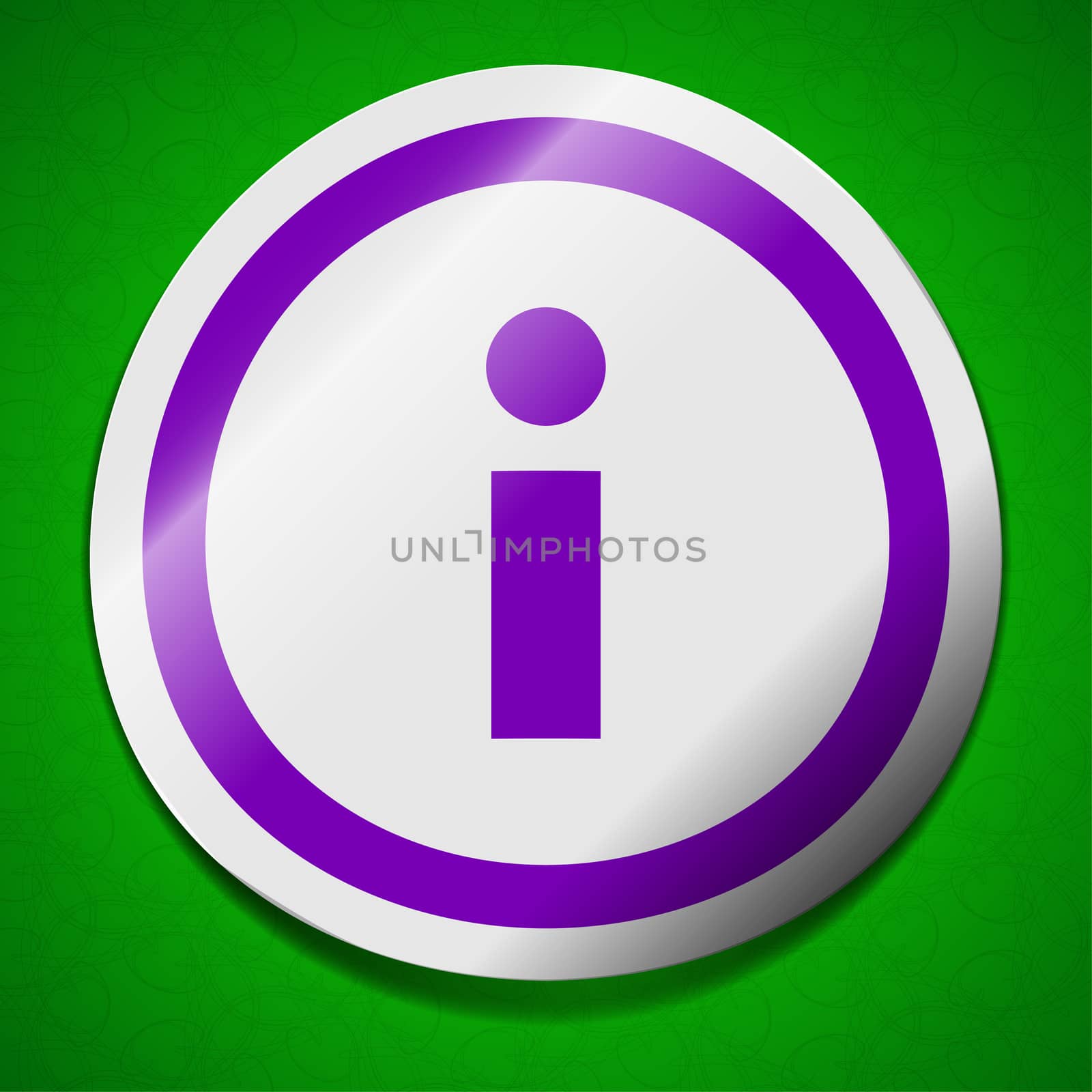 Information icon sign. Symbol chic colored sticky label on green background.  by serhii_lohvyniuk