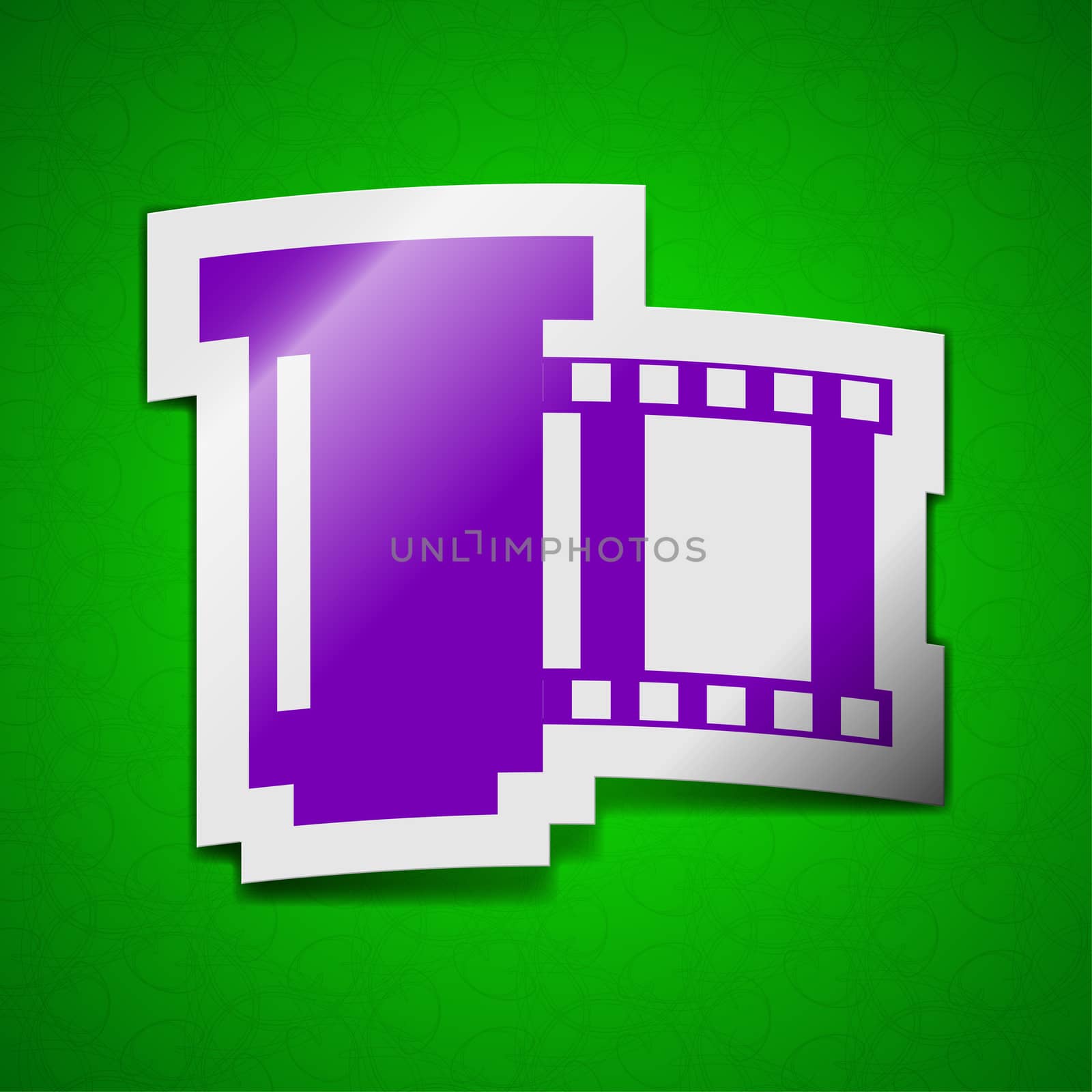 negative films  icon sign. Symbol chic colored sticky label on green background.  illustration