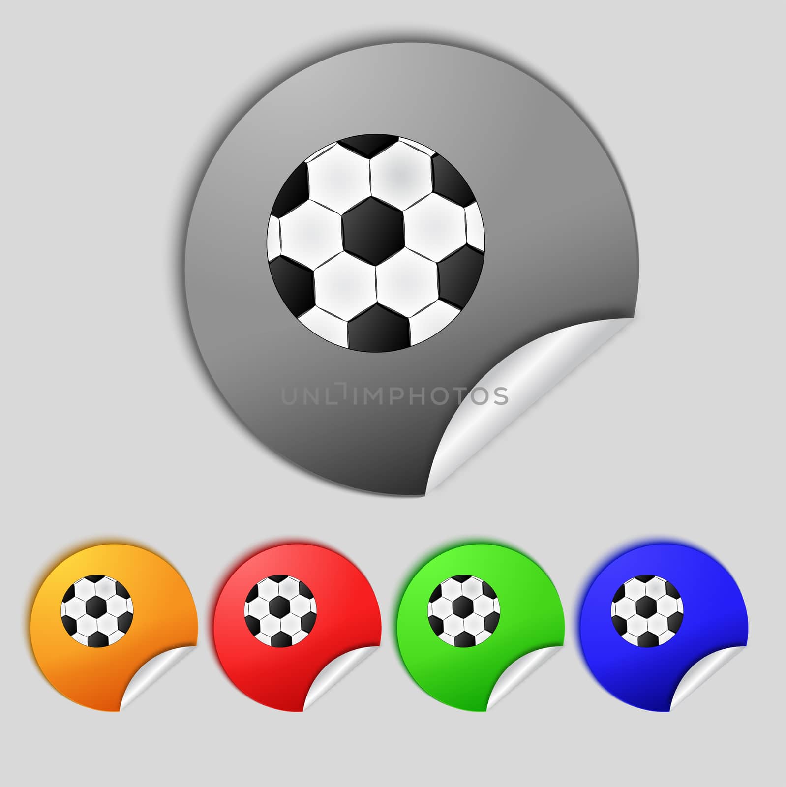 Football ball sign icon. Soccer Sport symbol. Set colourful buttons.  by serhii_lohvyniuk