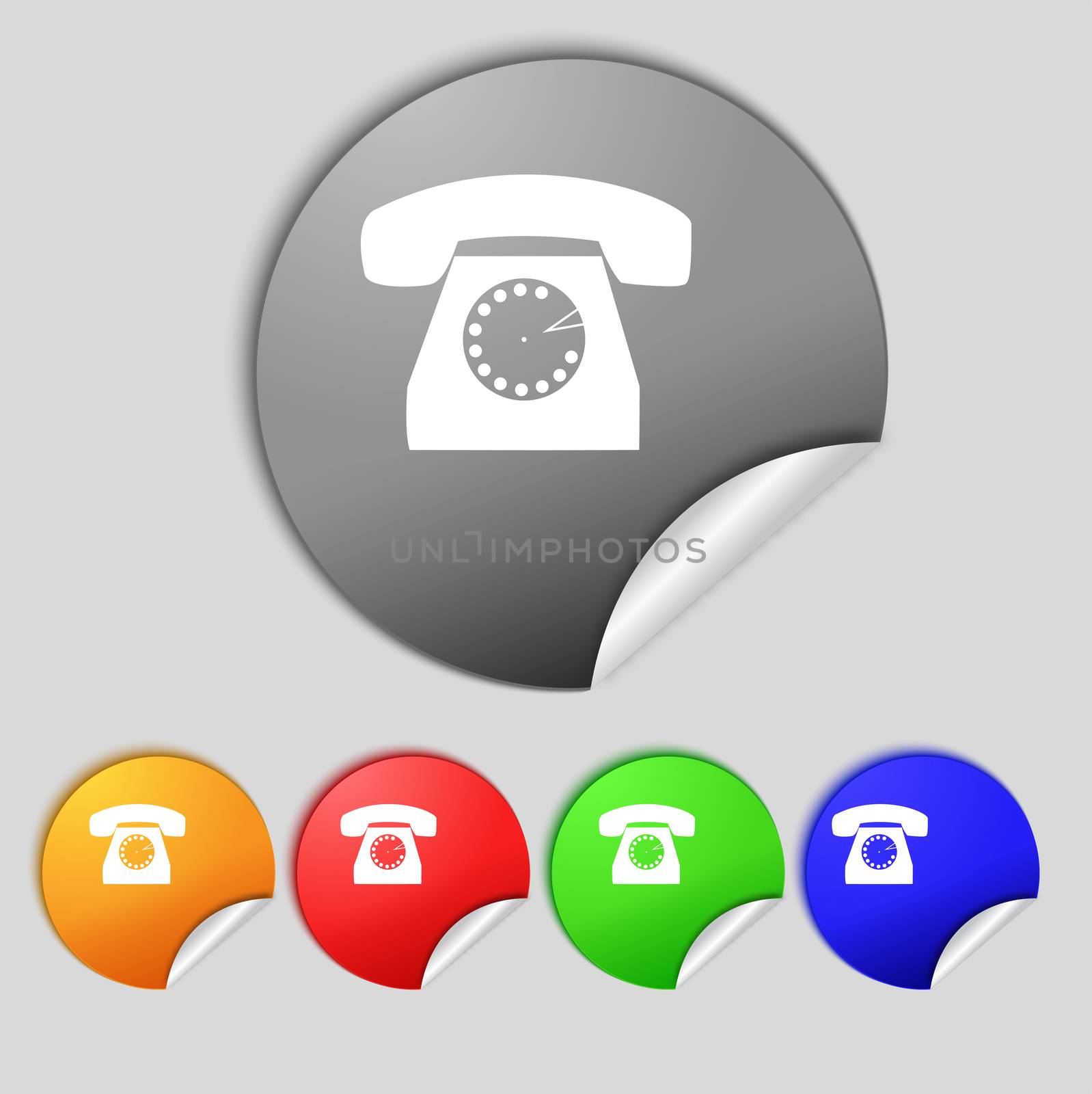 Retro telephone web icon. Set colourful buttons.  illustration