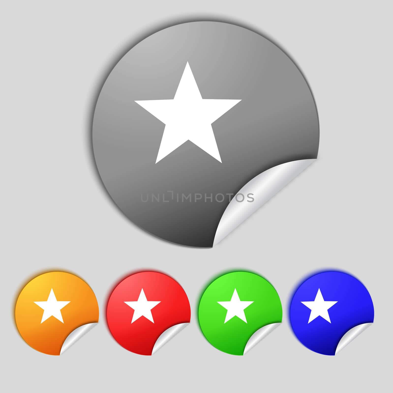 Star sign icon. Favorite button. Navigation symbol. Set colourful buttons  illustration