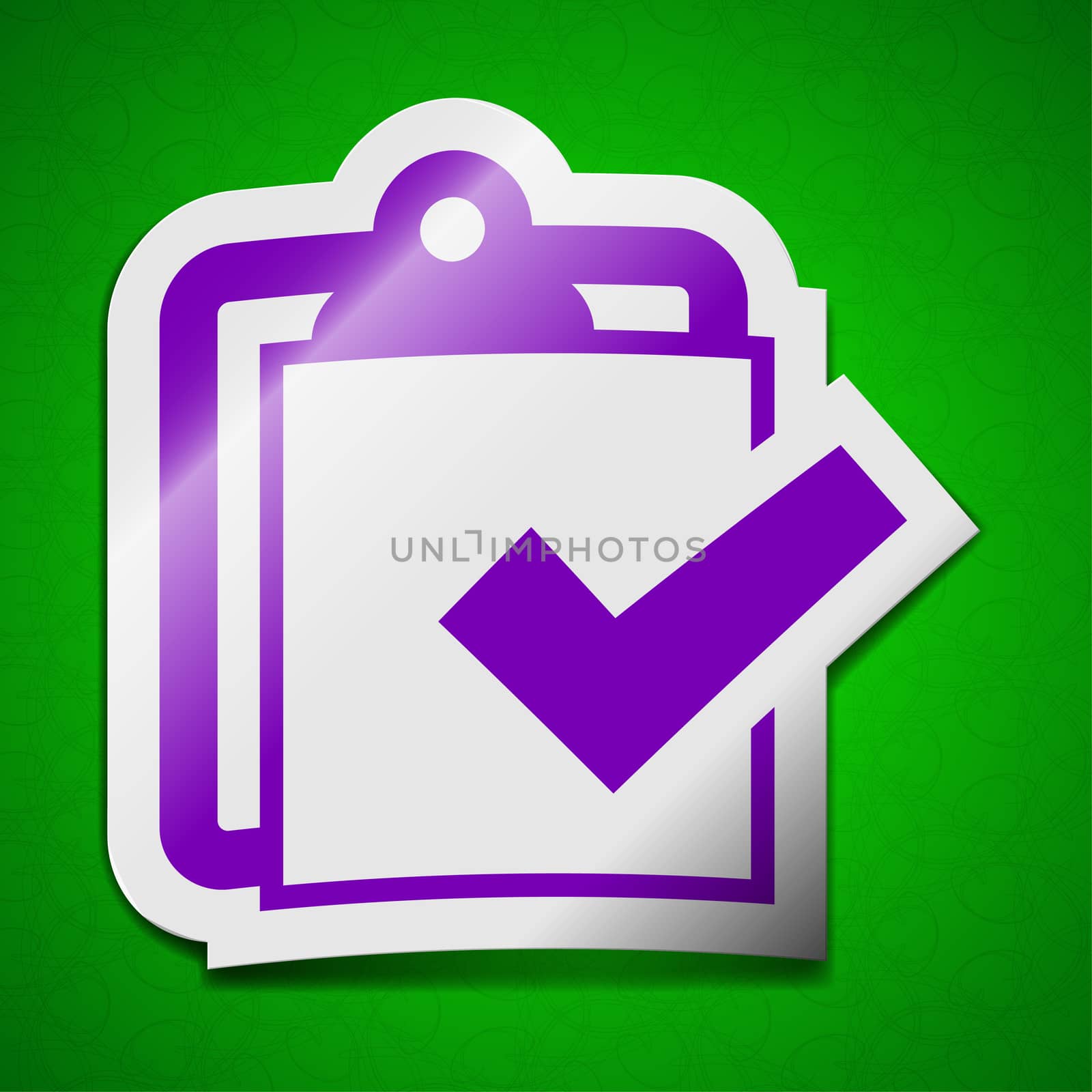 text document icon sign. Symbol chic colored sticky label on green background.  by serhii_lohvyniuk