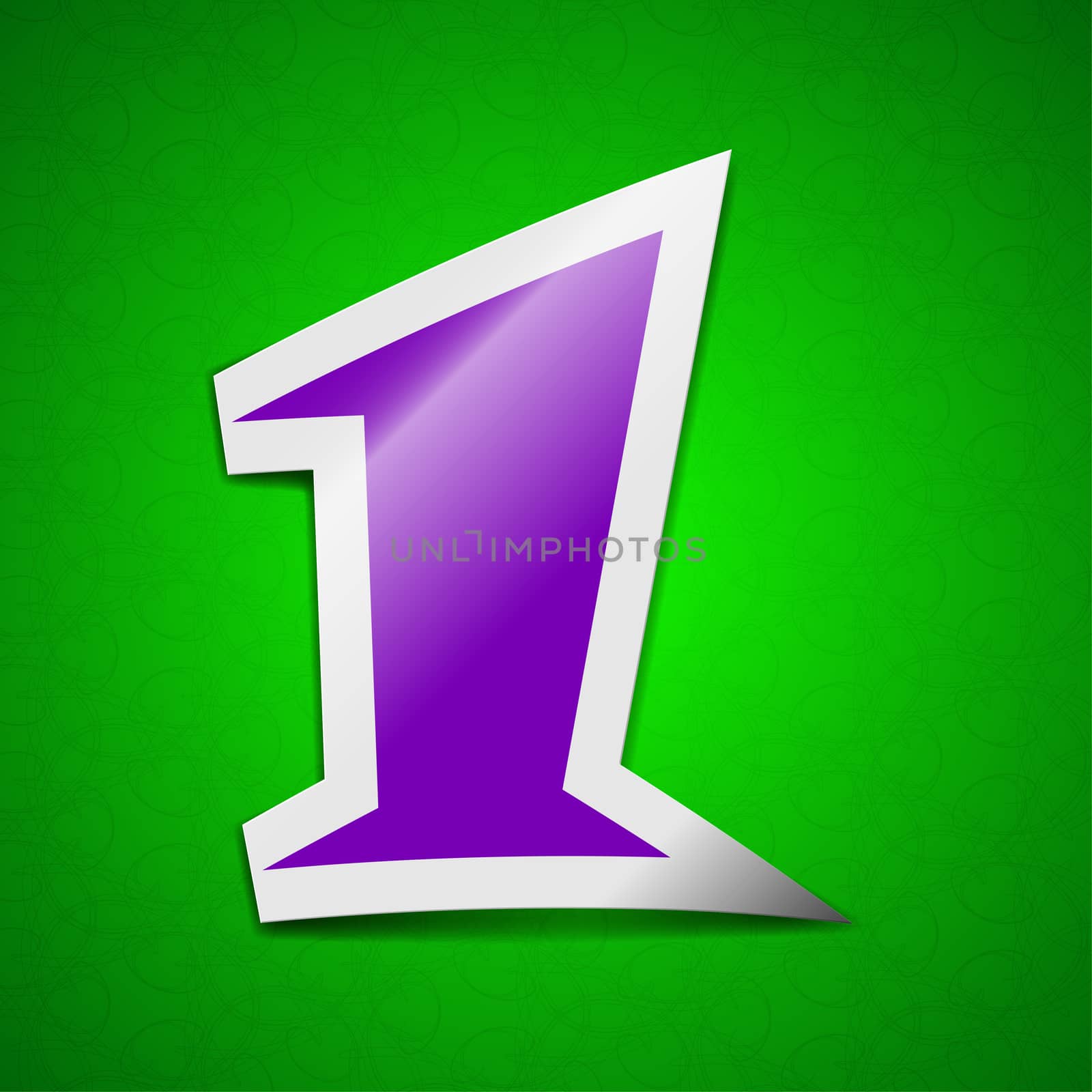 number one  icon sign. Symbol chic colored sticky label on green background.  by serhii_lohvyniuk