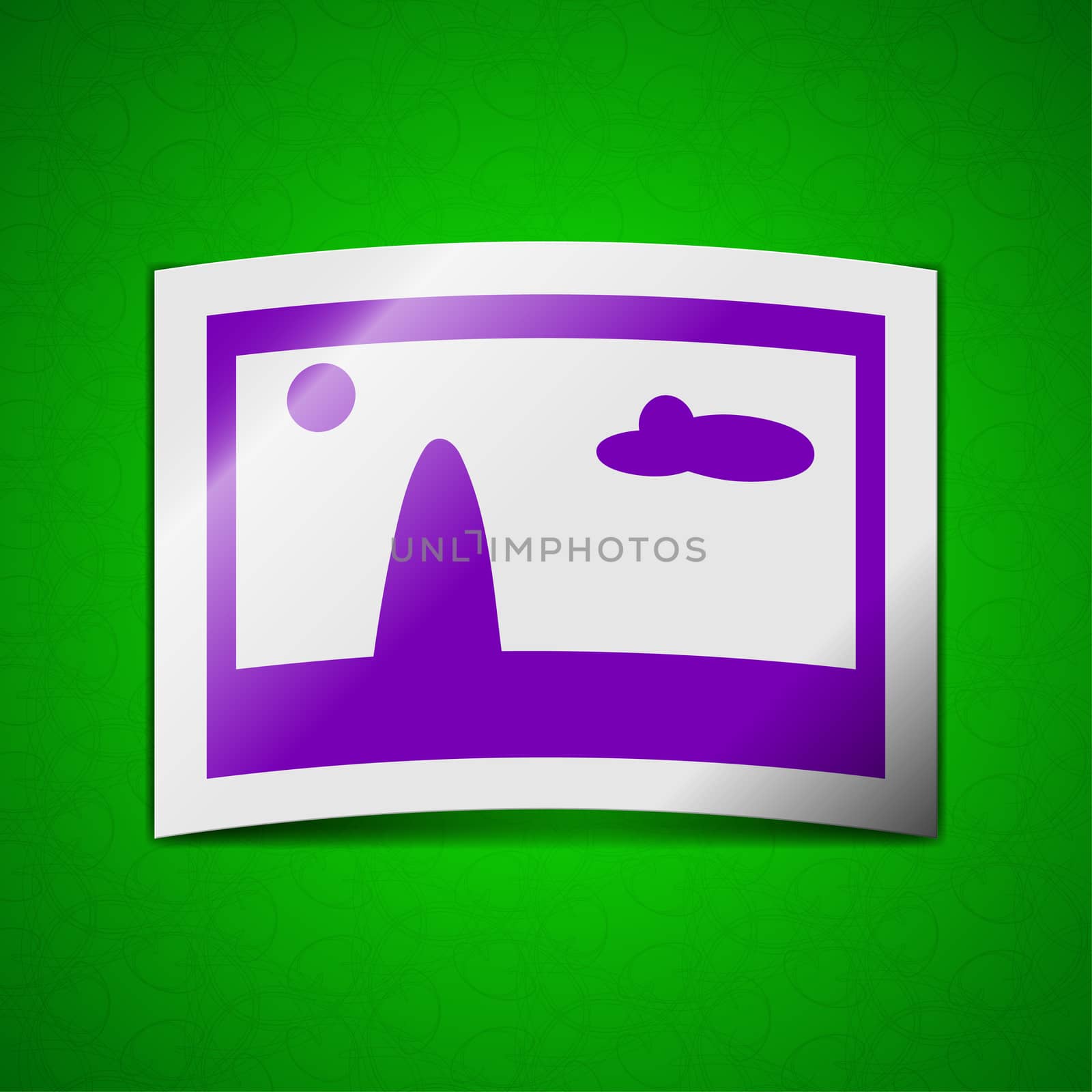 File JPG icon sign. Symbol chic colored sticky label on green background.  illustration