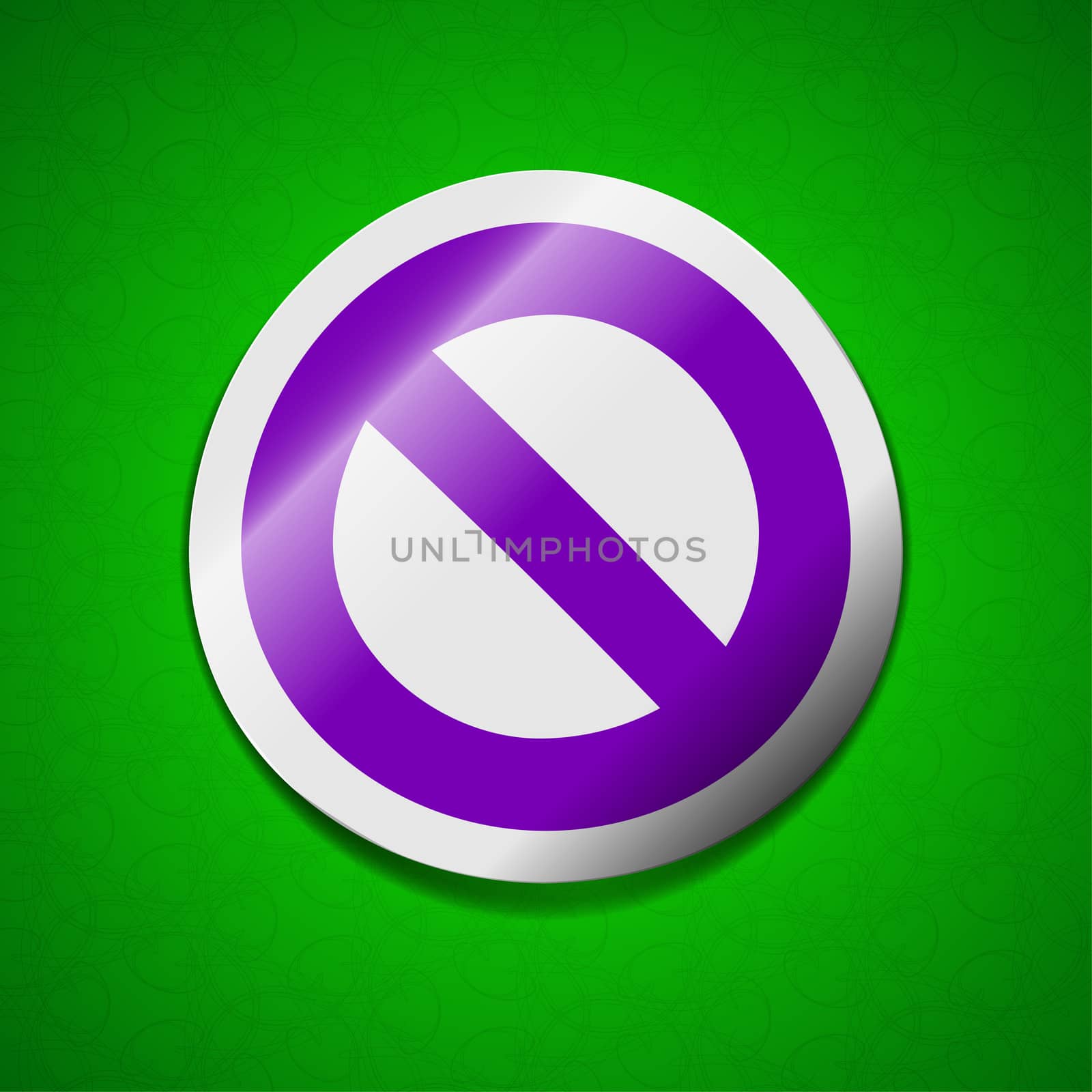 Stop icon sign. Symbol chic colored sticky label on green background.  illustration