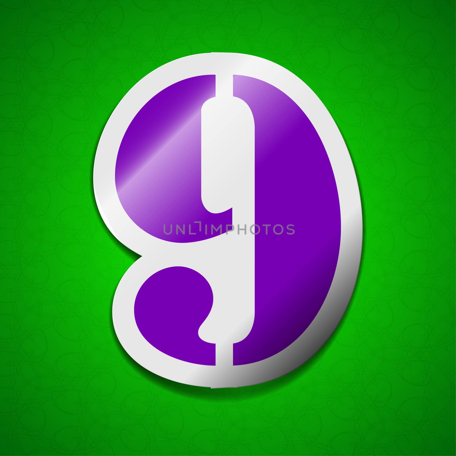 number Nine icon sign. Symbol chic colored sticky label on green background.  by serhii_lohvyniuk