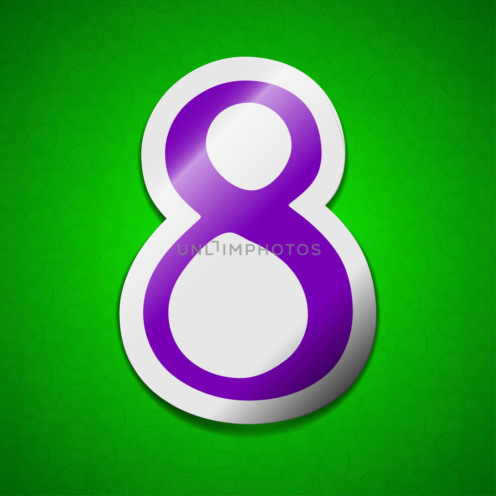 number Eight icon sign. Symbol chic colored sticky label on green background.  by serhii_lohvyniuk