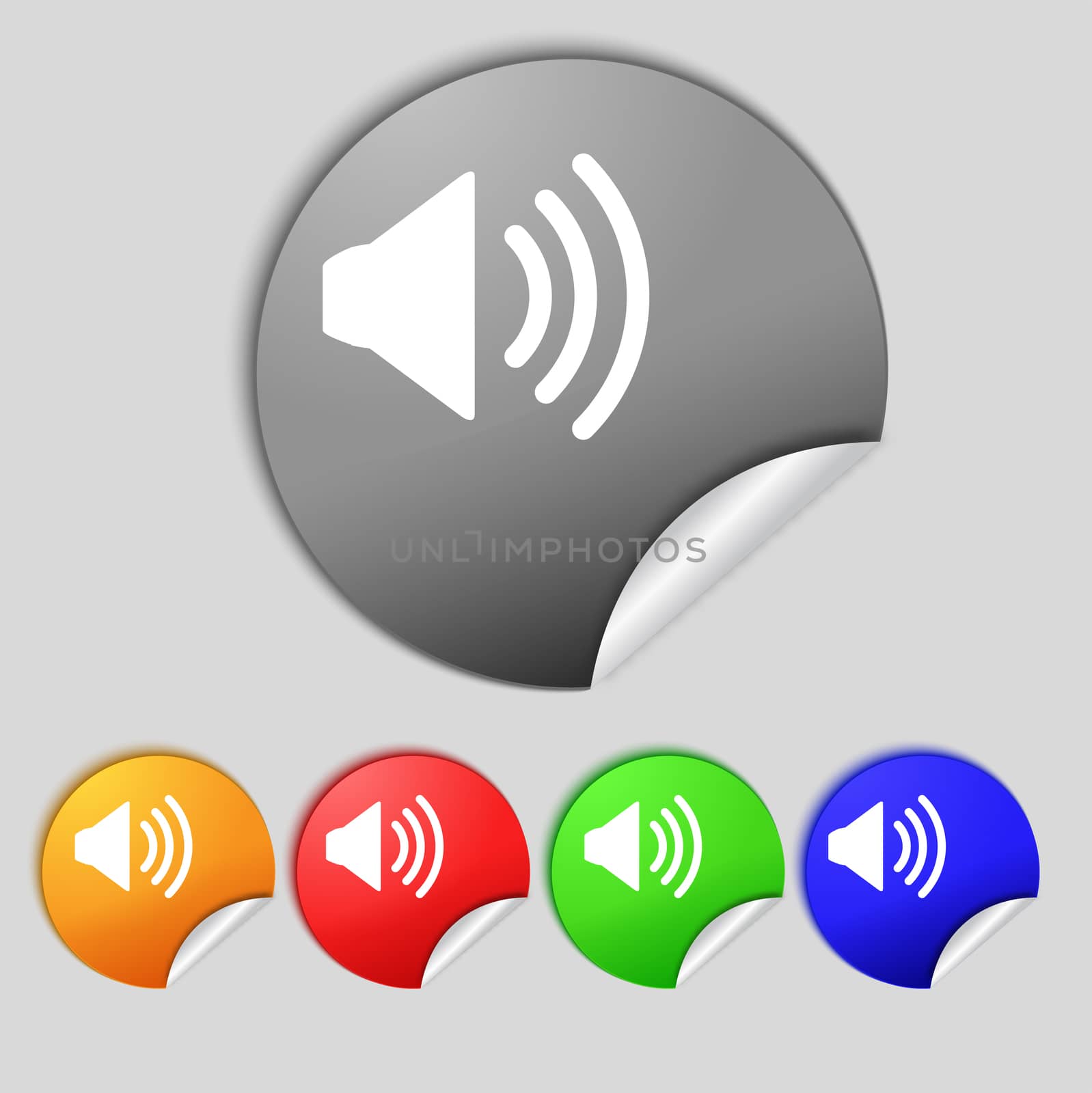 Speaker volume sign icon. Sound symbol. Set colour buttons.  illustration