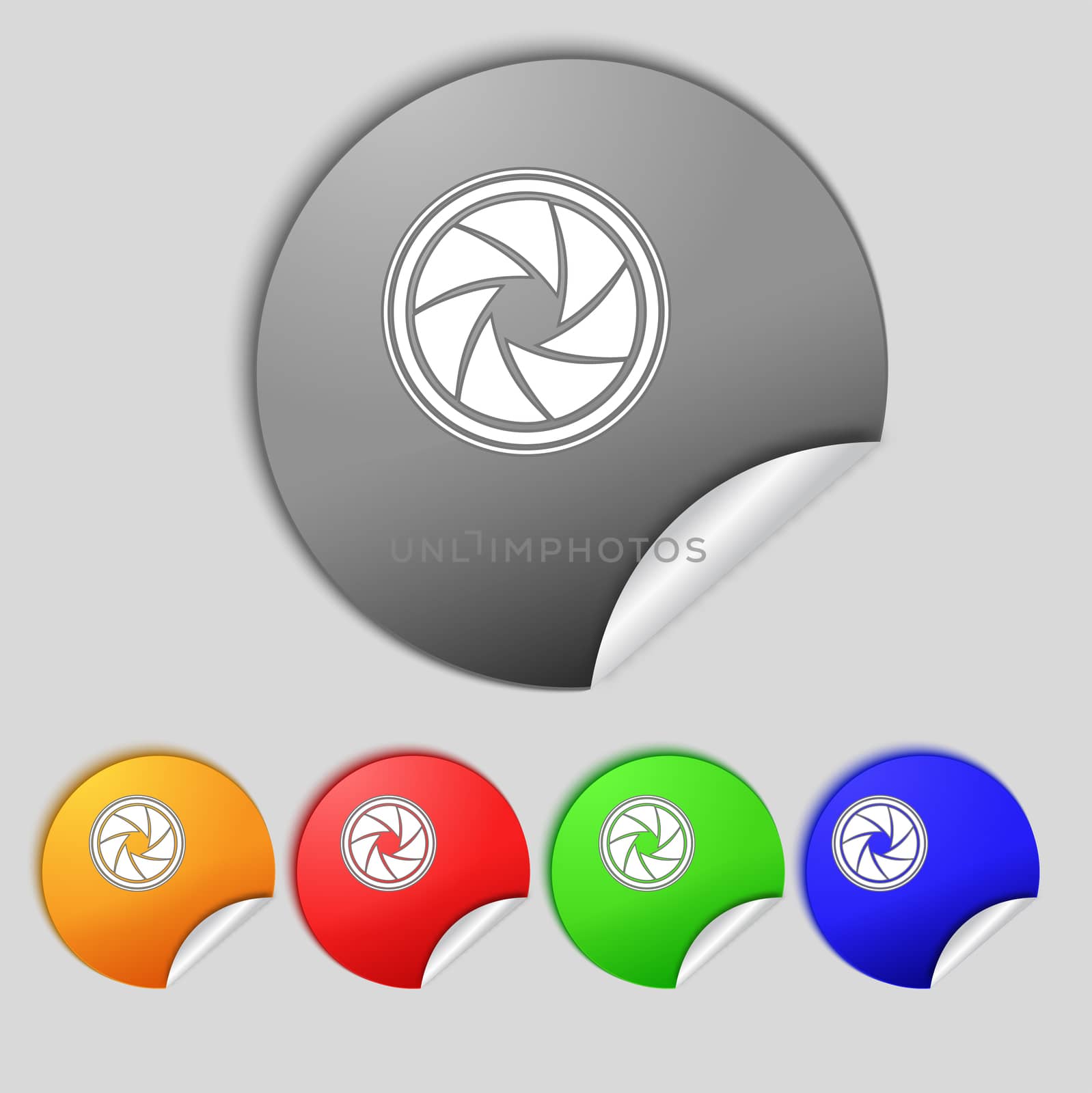 diaphragm icon. Aperture sign. Set colourful buttons.  by serhii_lohvyniuk