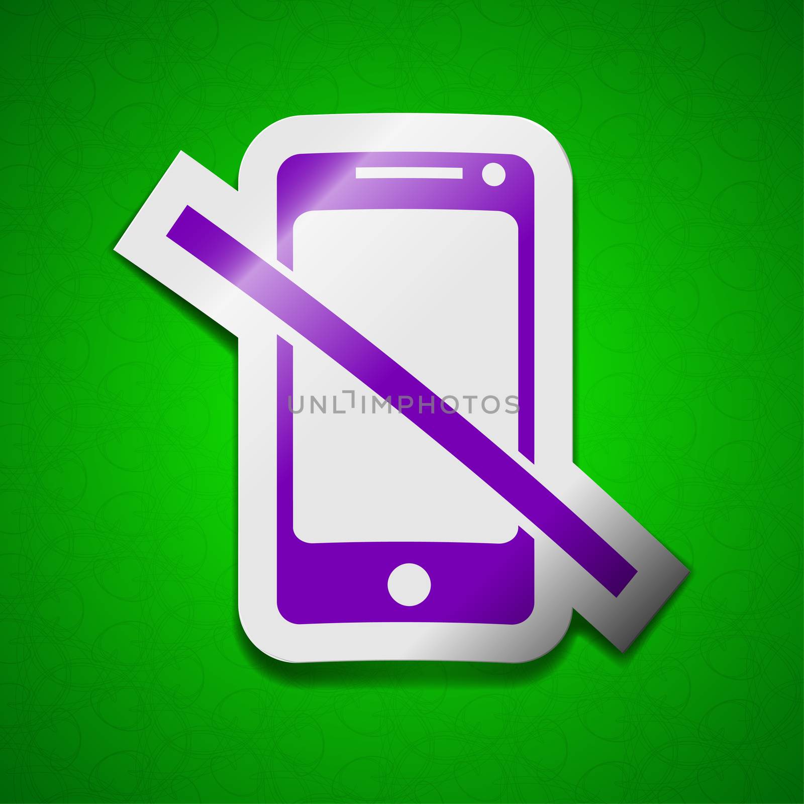 Do not call icon sign. Symbol chic colored sticky label on green background.  illustration
