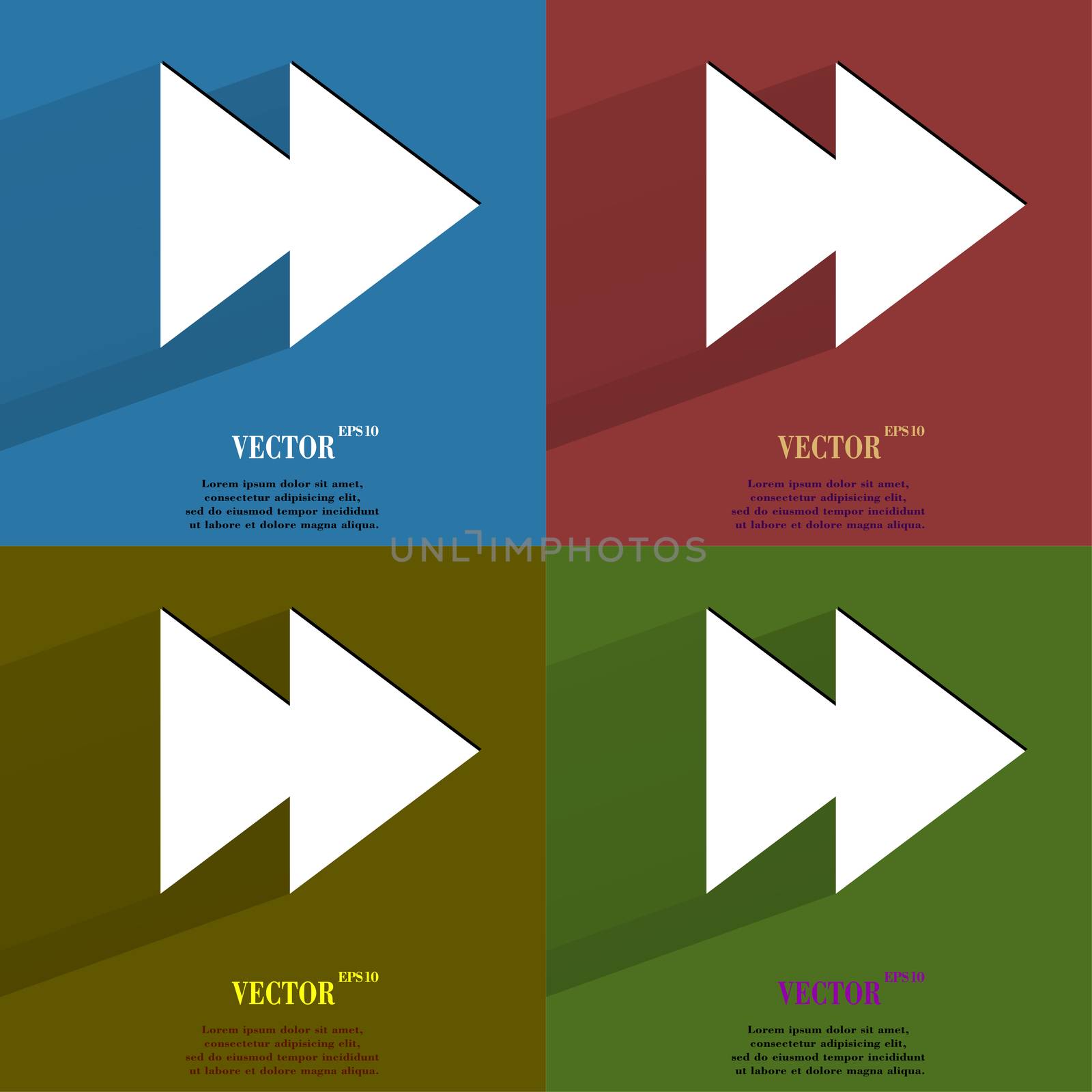 Color set multimedia control. Flat modern web button with long shadow and space for your text. by serhii_lohvyniuk