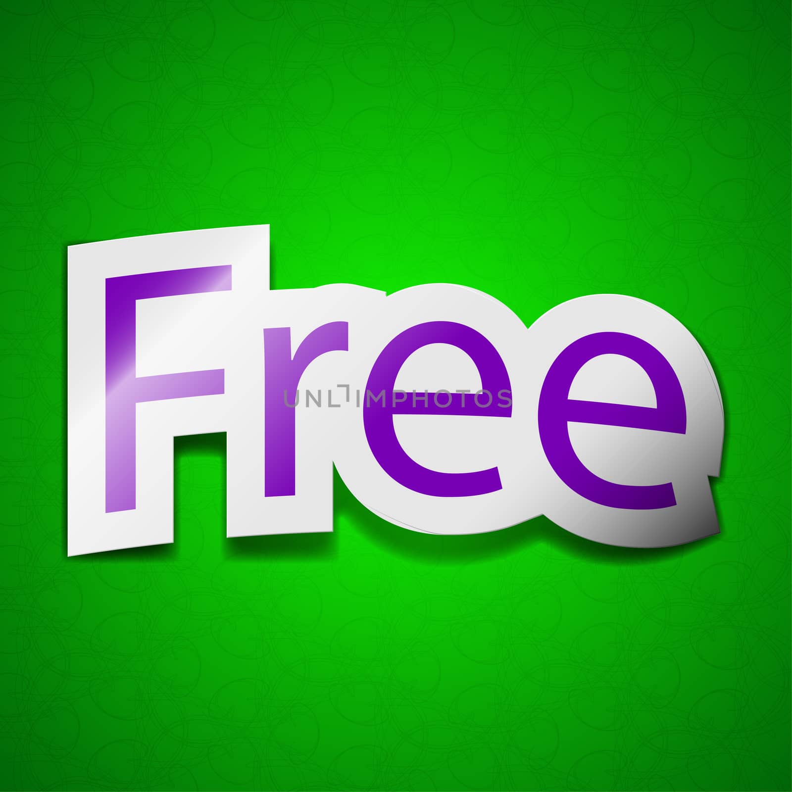 Free icon sign. Symbol chic colored sticky label on green background.  by serhii_lohvyniuk
