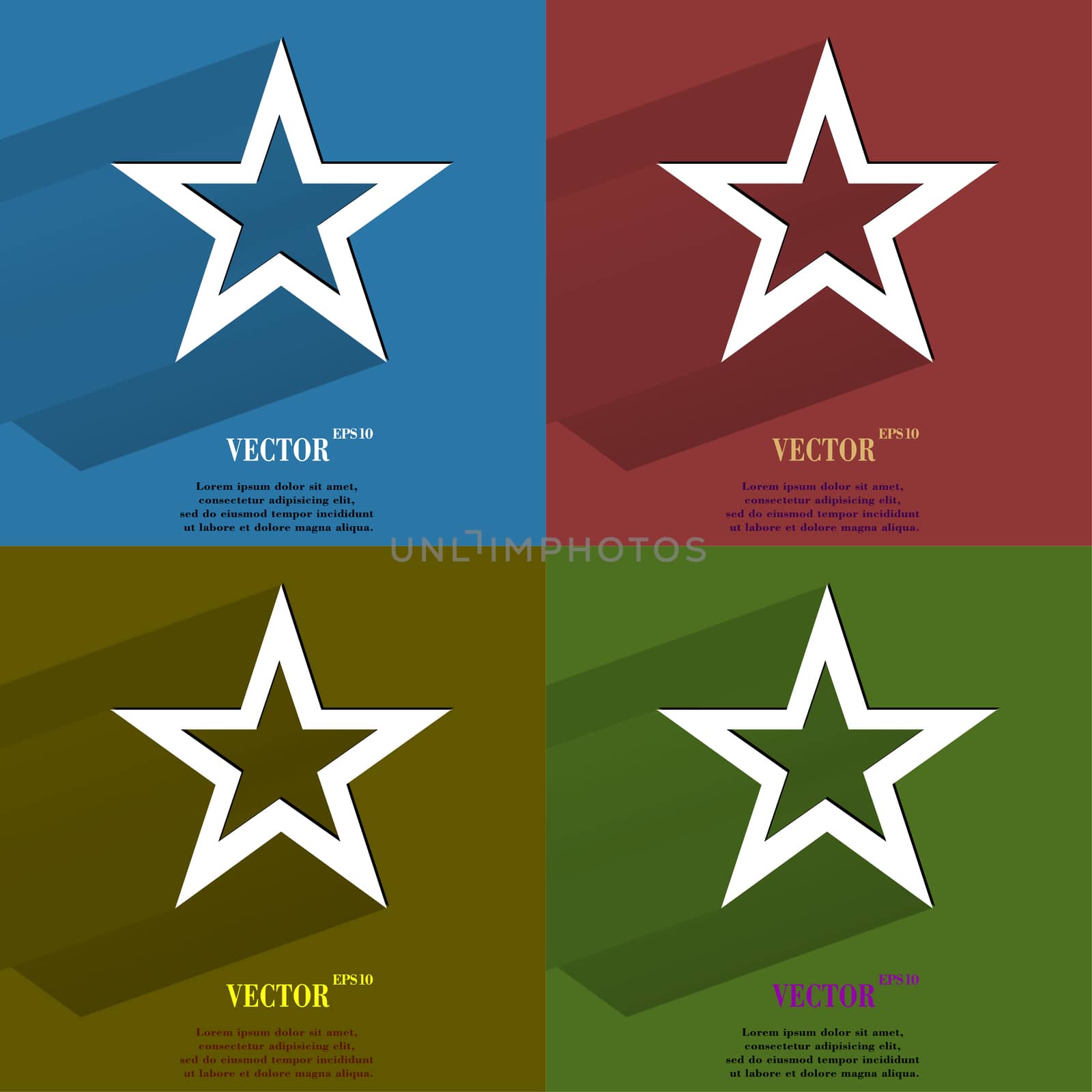 Color set star web icon, flat design.  illustration. 