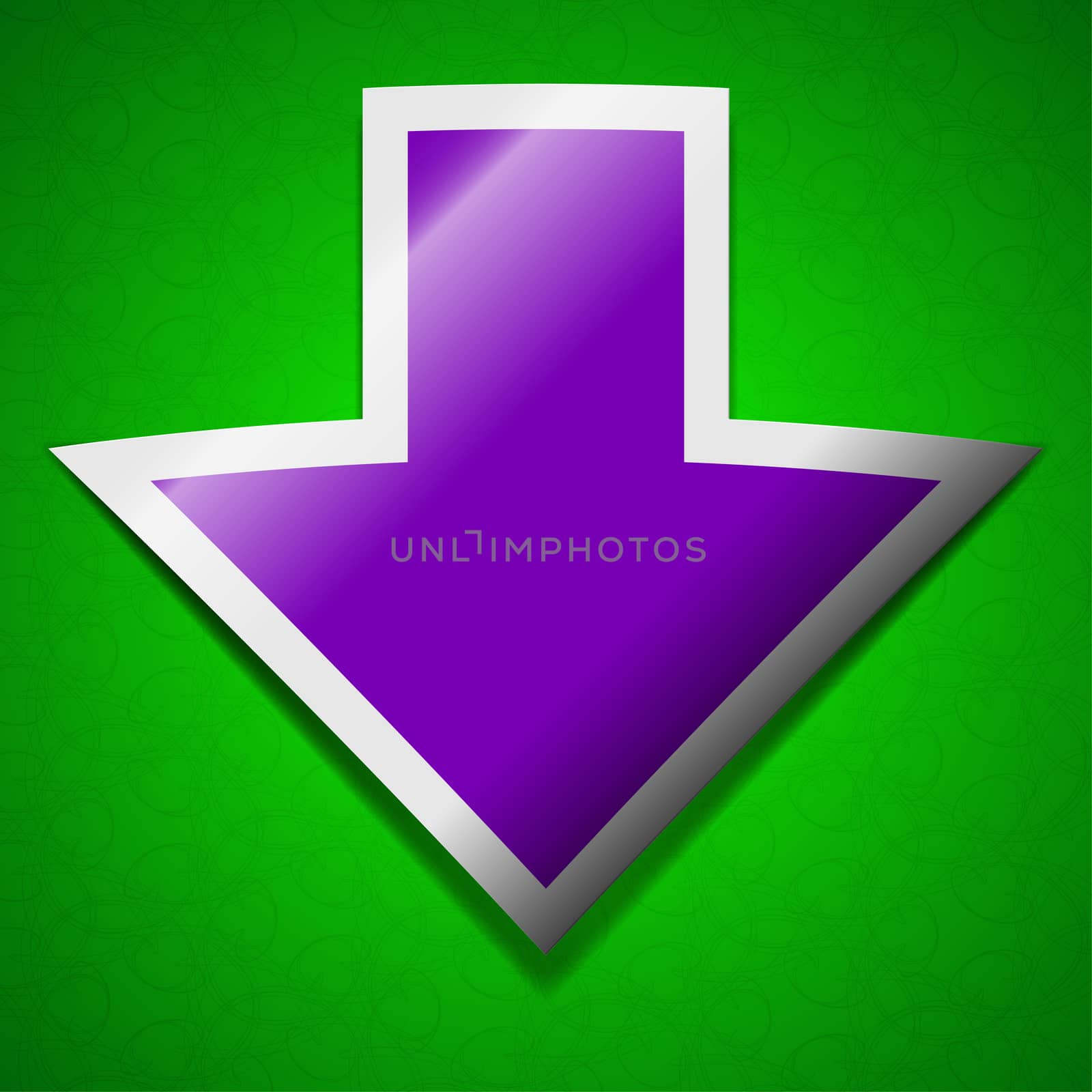 Download icon sign. Symbol chic colored sticky label on green background.  by serhii_lohvyniuk