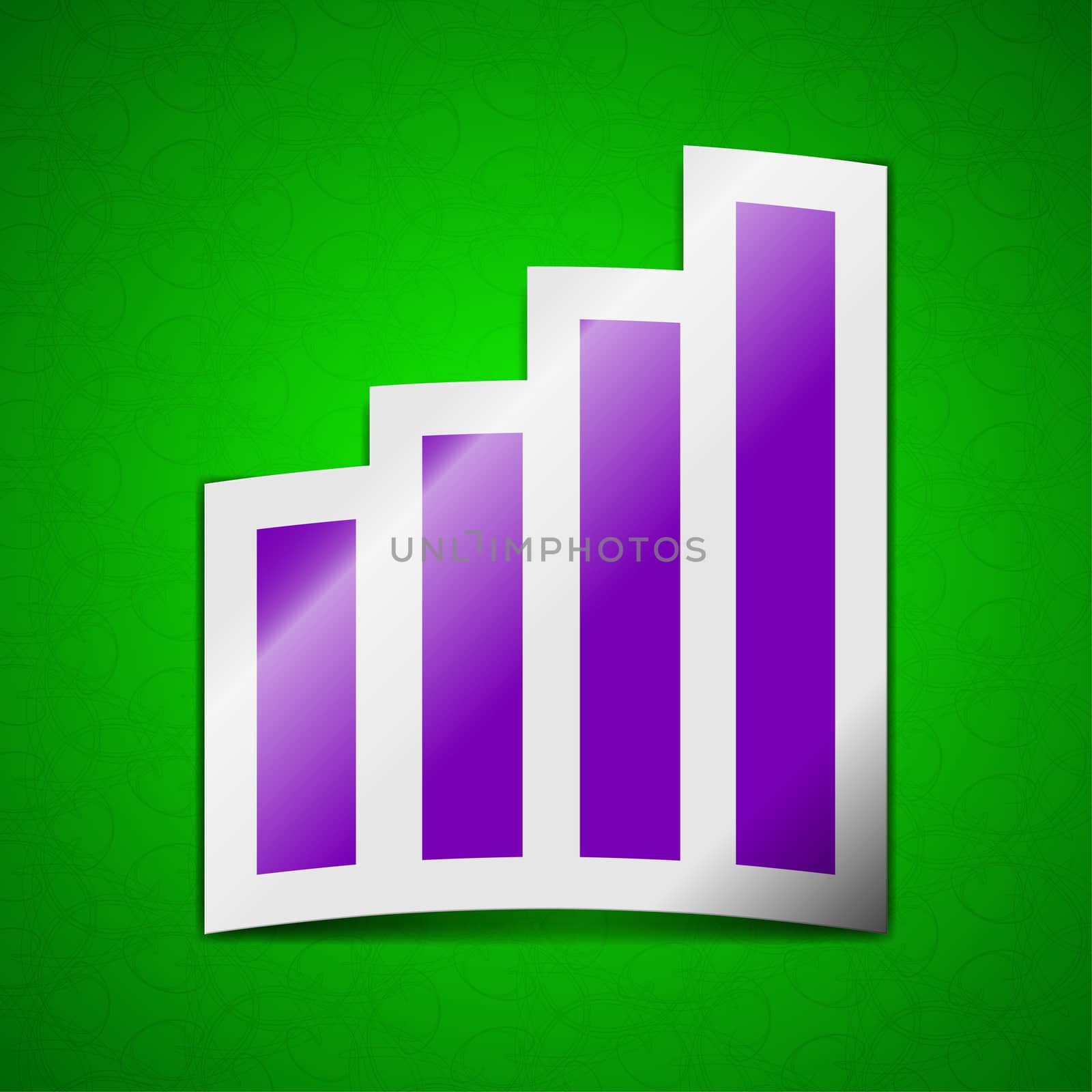 Mobile signal icon sign. Symbol chic colored sticky label on green background.  illustration
