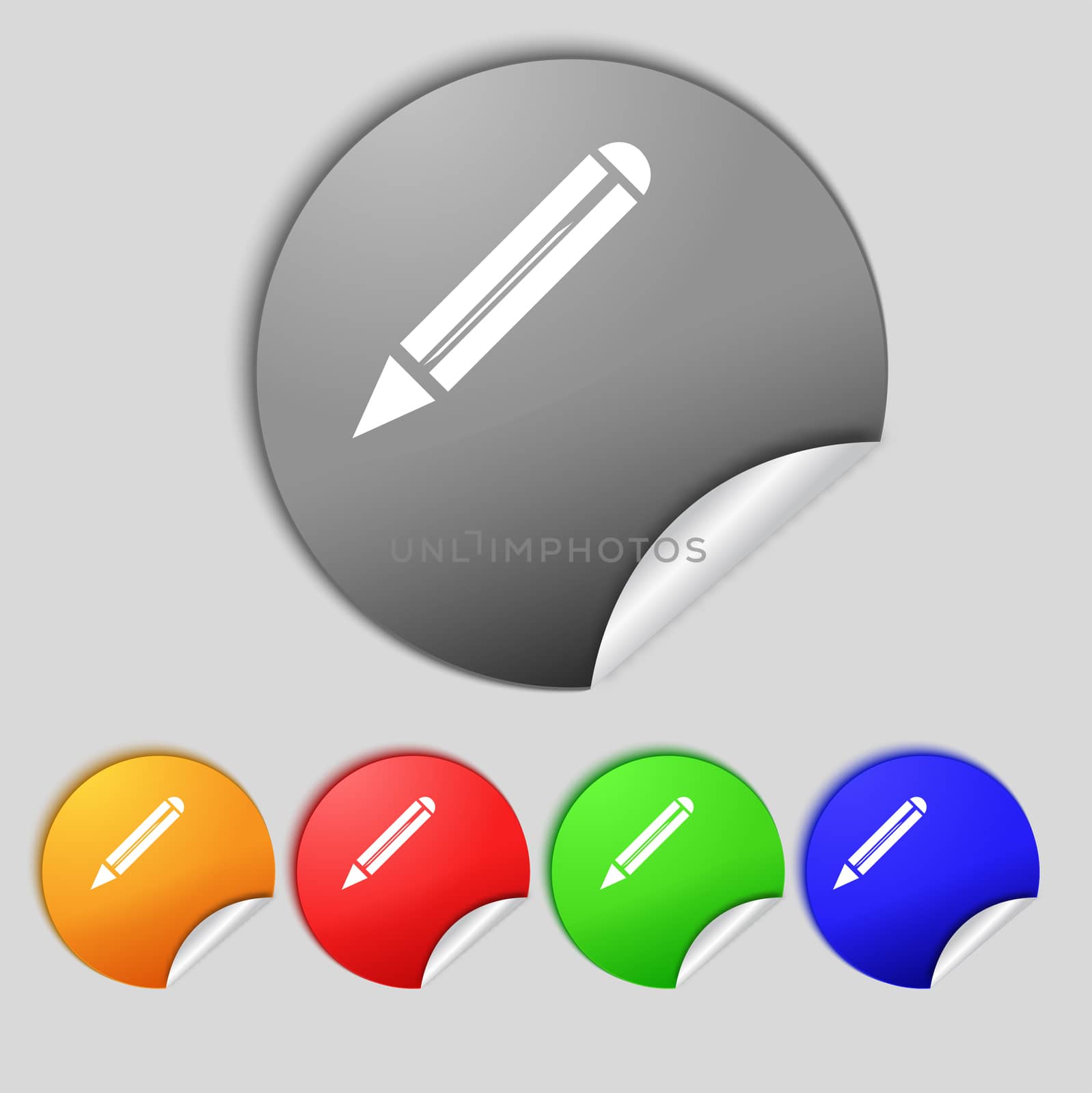 Pencil sign icon. Edit content button. Set colur buttons.  by serhii_lohvyniuk