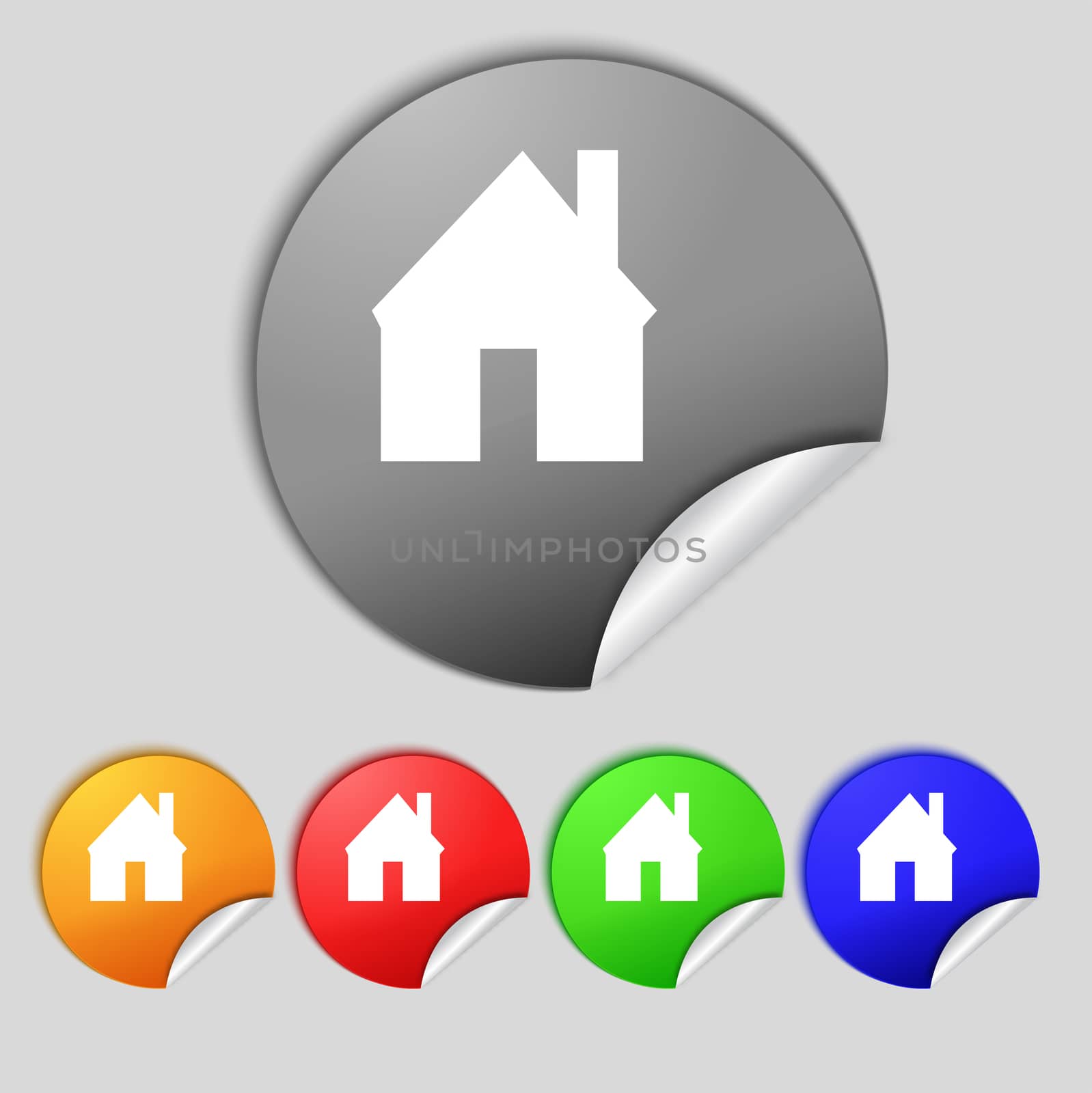 Home sign icon. Main page button. Navigation symbol. Set colourful buttons.  by serhii_lohvyniuk