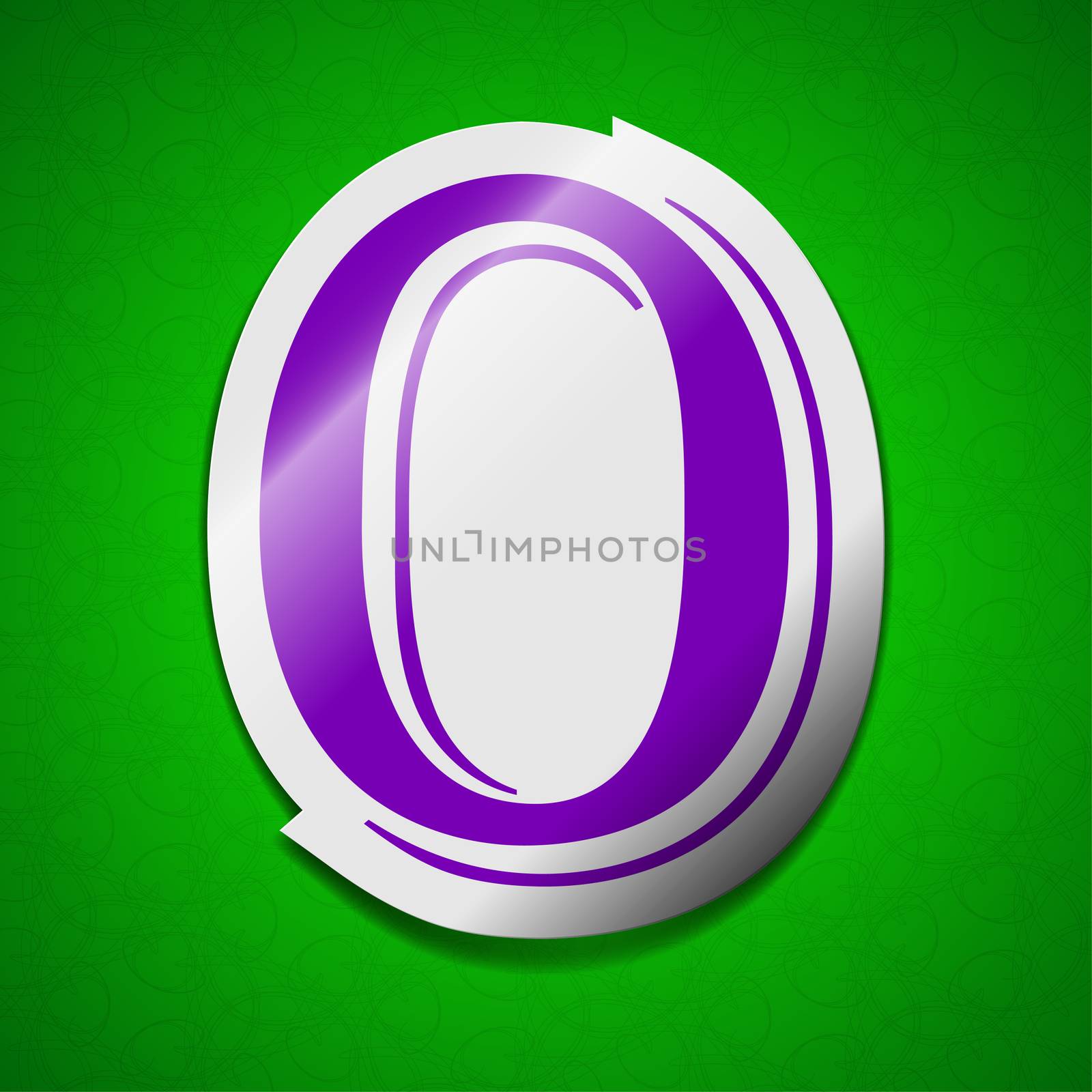 zero icon sign. Symbol chic colored sticky label on green background.  by serhii_lohvyniuk