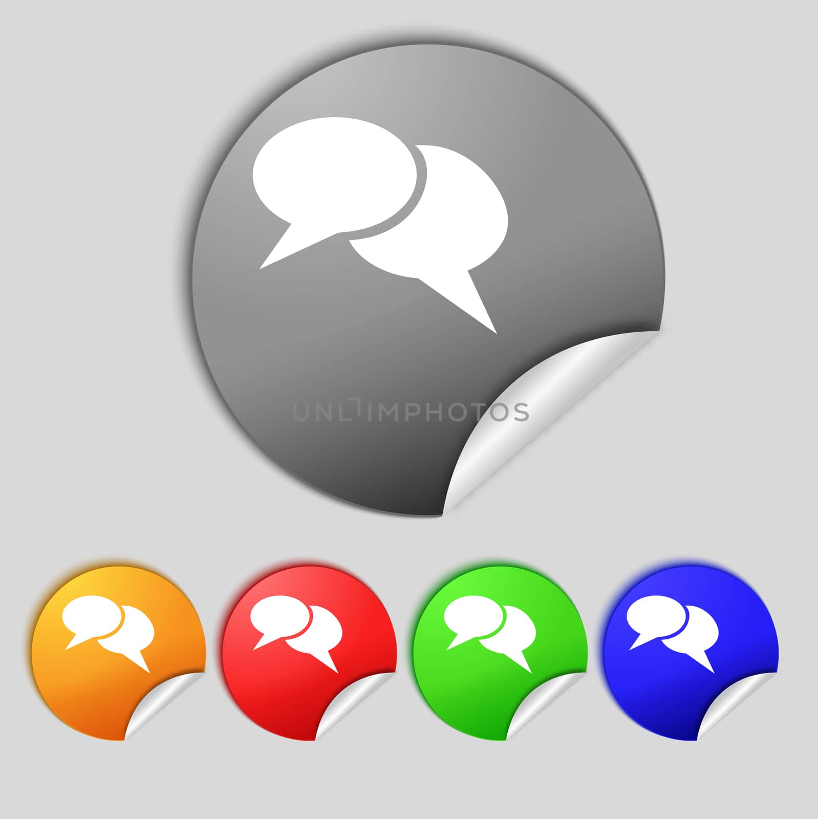 Speech bubble icons. Think cloud symbols. Set colourful buttons.  by serhii_lohvyniuk